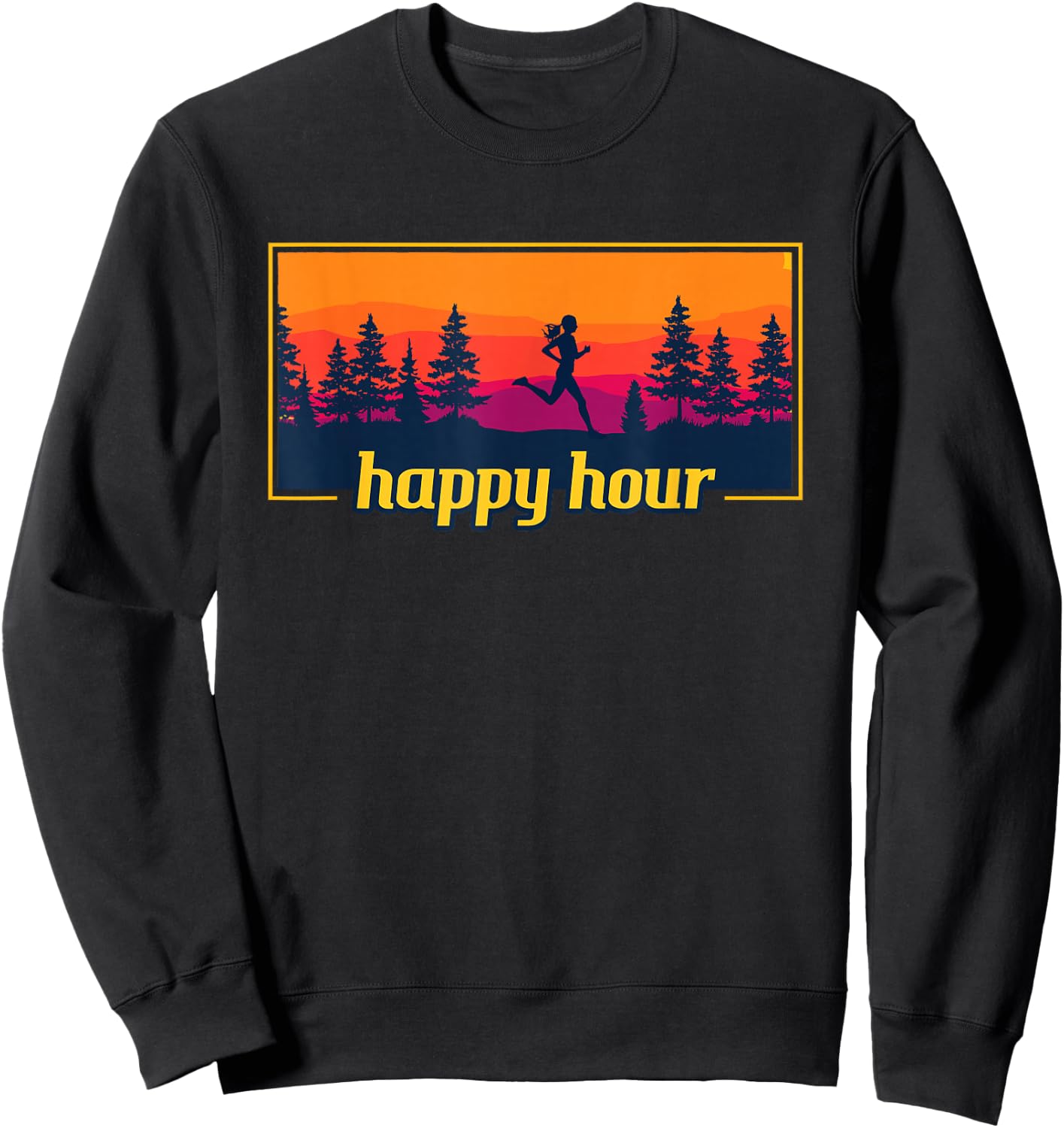 Happy Hour Running Woman Running Runner Sweatshirt - Sweatshirt | Black