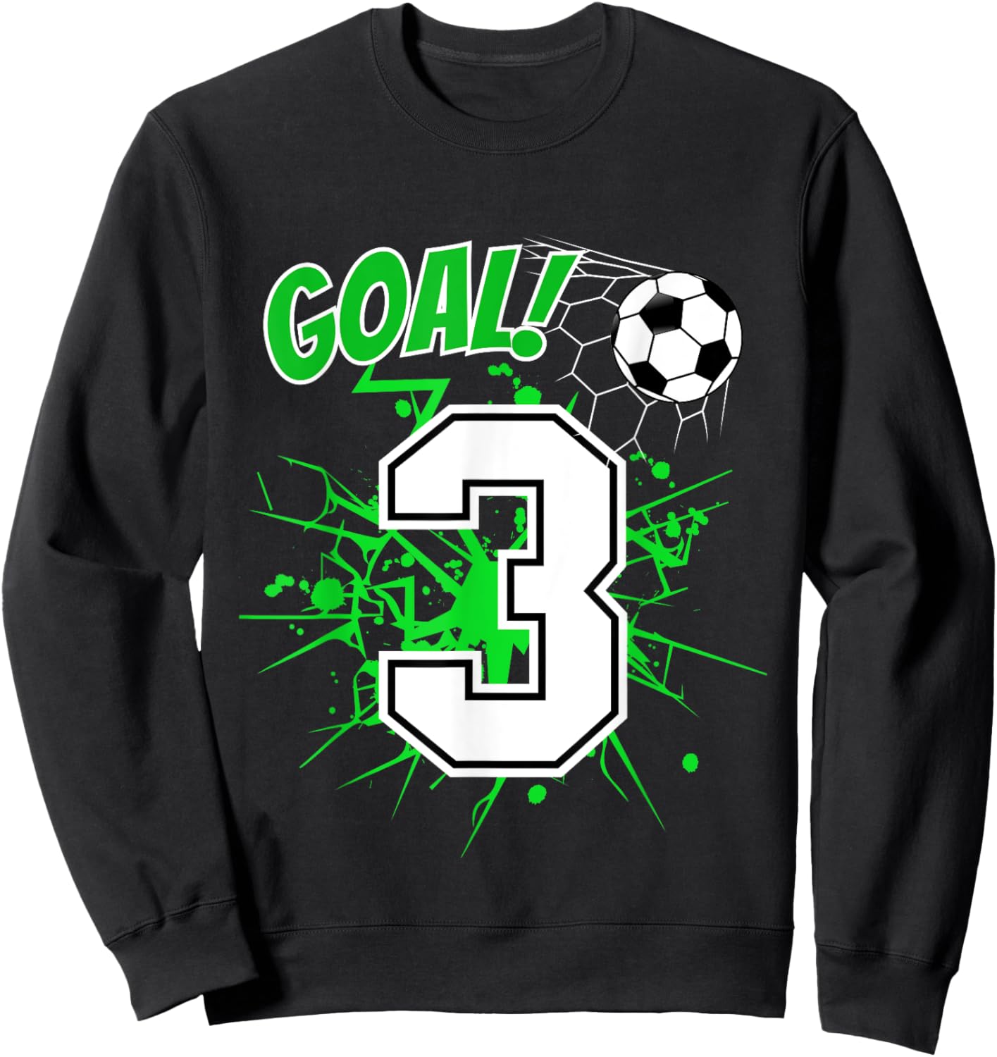 Boy 3 Years Old Kids 3rd Soccer Birthday Ball Theme Sweatshirt - Sweatshirt | Black