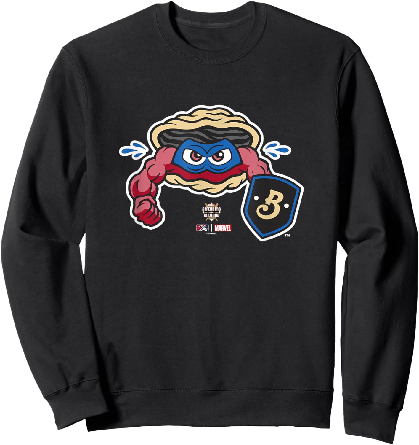 Marvel x MiLB Defenders Of The Diamond Biloxi Shuckers Logo Sweatshirt - Sweatshirt | Black