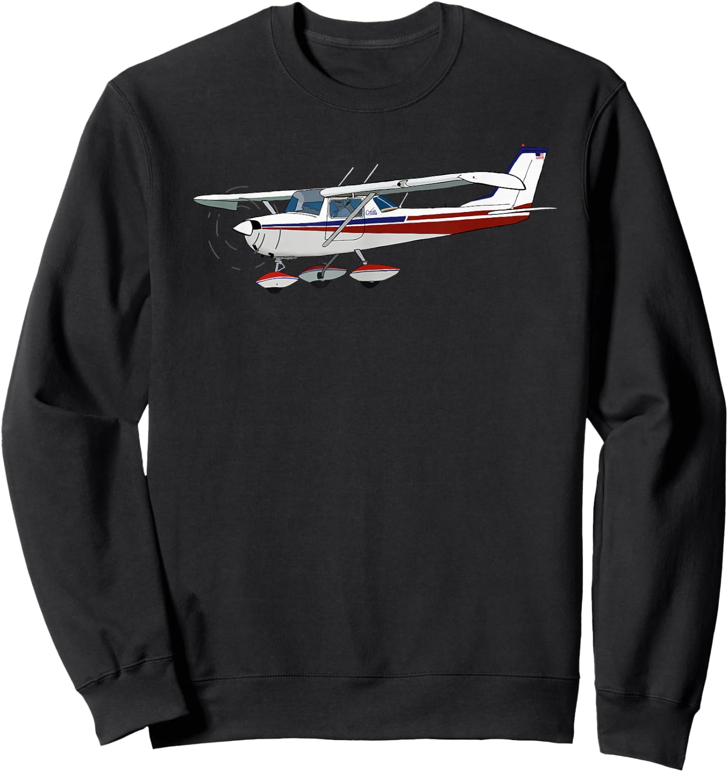 C-172 Skyhawk Airplane Illustration Aviation Pilot Art Sweatshirt - Sweatshirt | Black