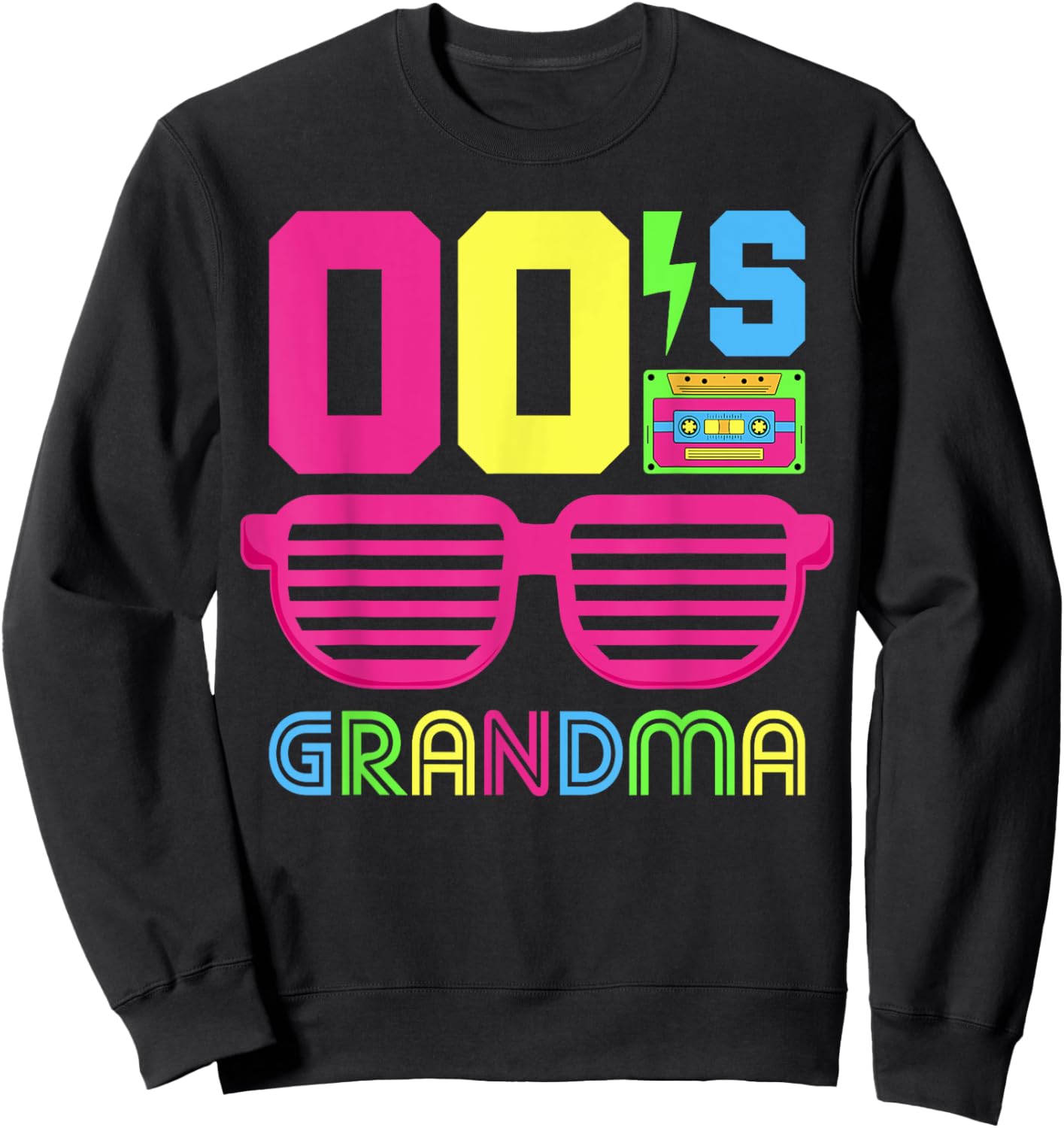 2000's Grandma Themed Party 00s Costume Early 2000s Outfit Sweatshirt - Sweatshirt | Black