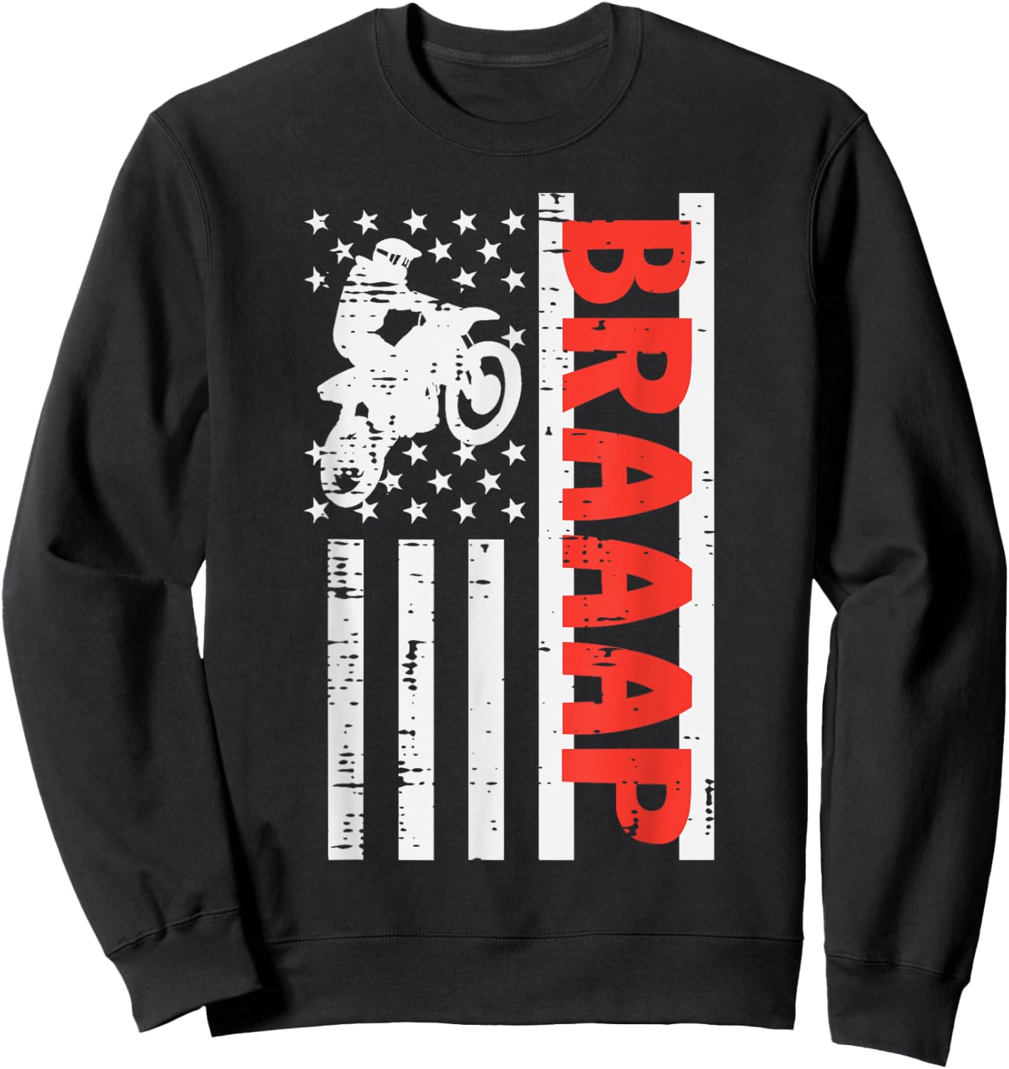 Dirt Bike Braaap US Flag Motocross Men Women Boys Kids Sweatshirt - Sweatshirt | Black