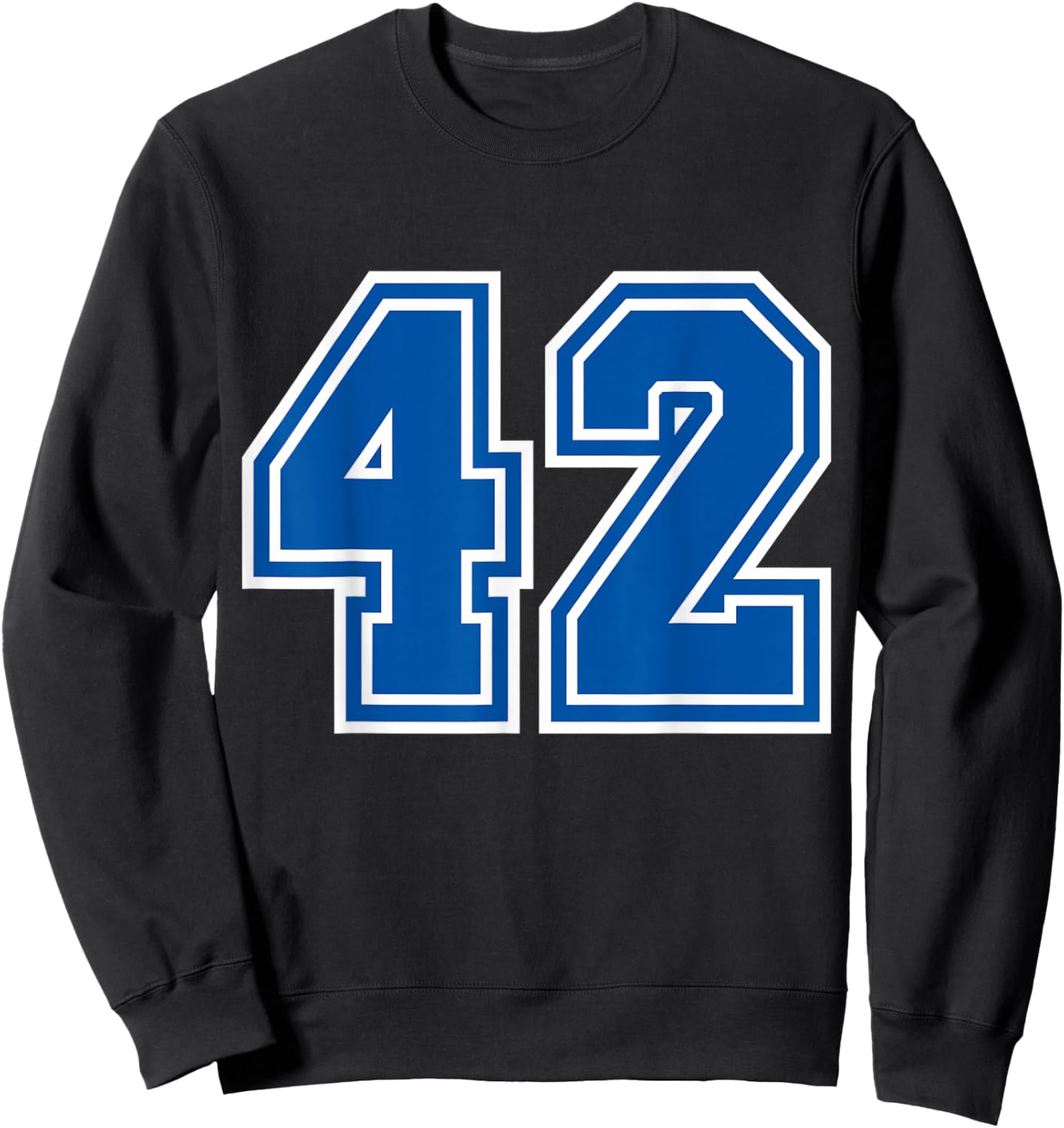 Number #42 Blue Sports Team Varsity Number Sweatshirt - Sweatshirt | Black