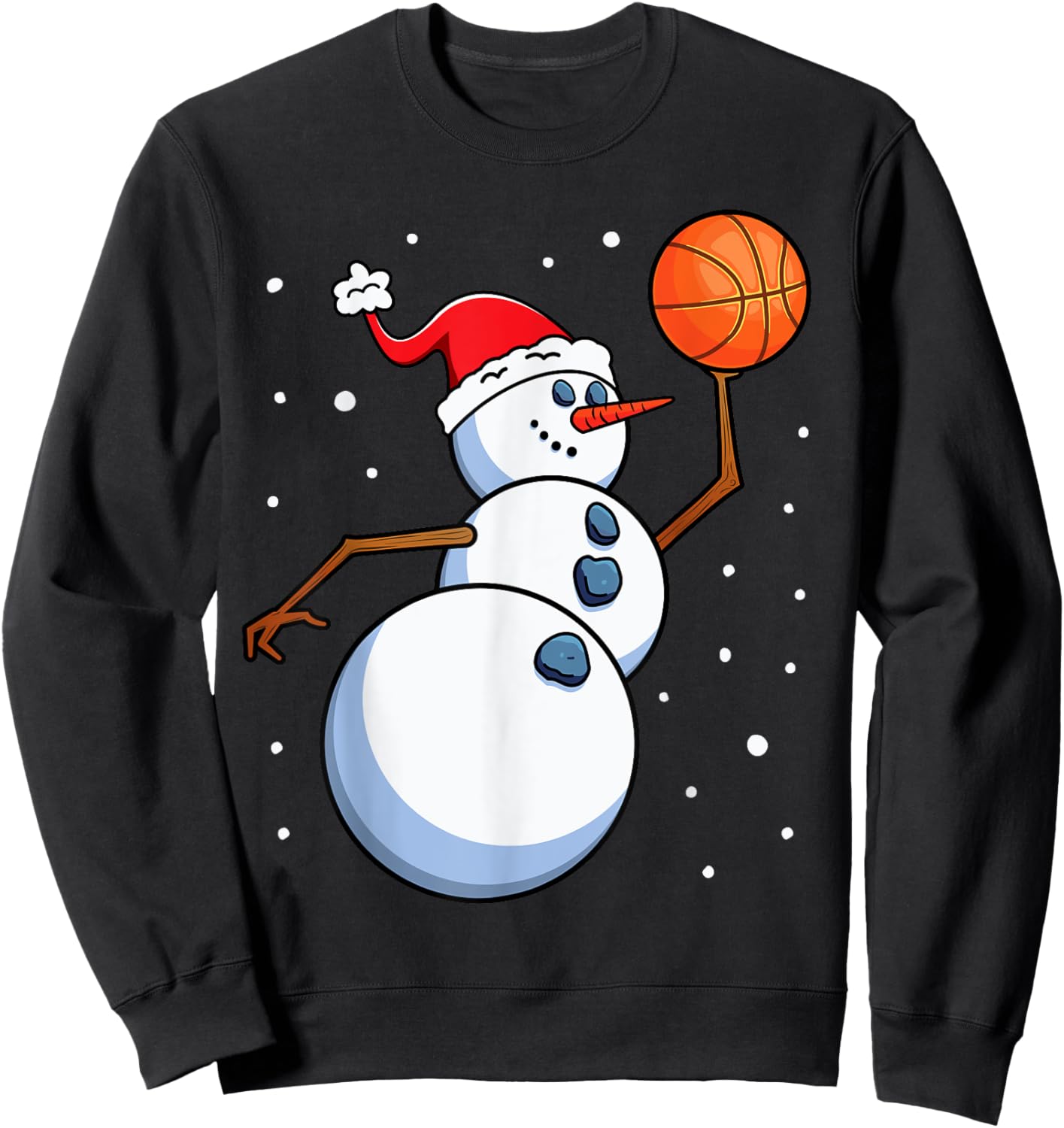 Snowman Basketball Player Santa Hat Men Boys Christmas Xmas Sweatshirt - Sweatshirt | Black