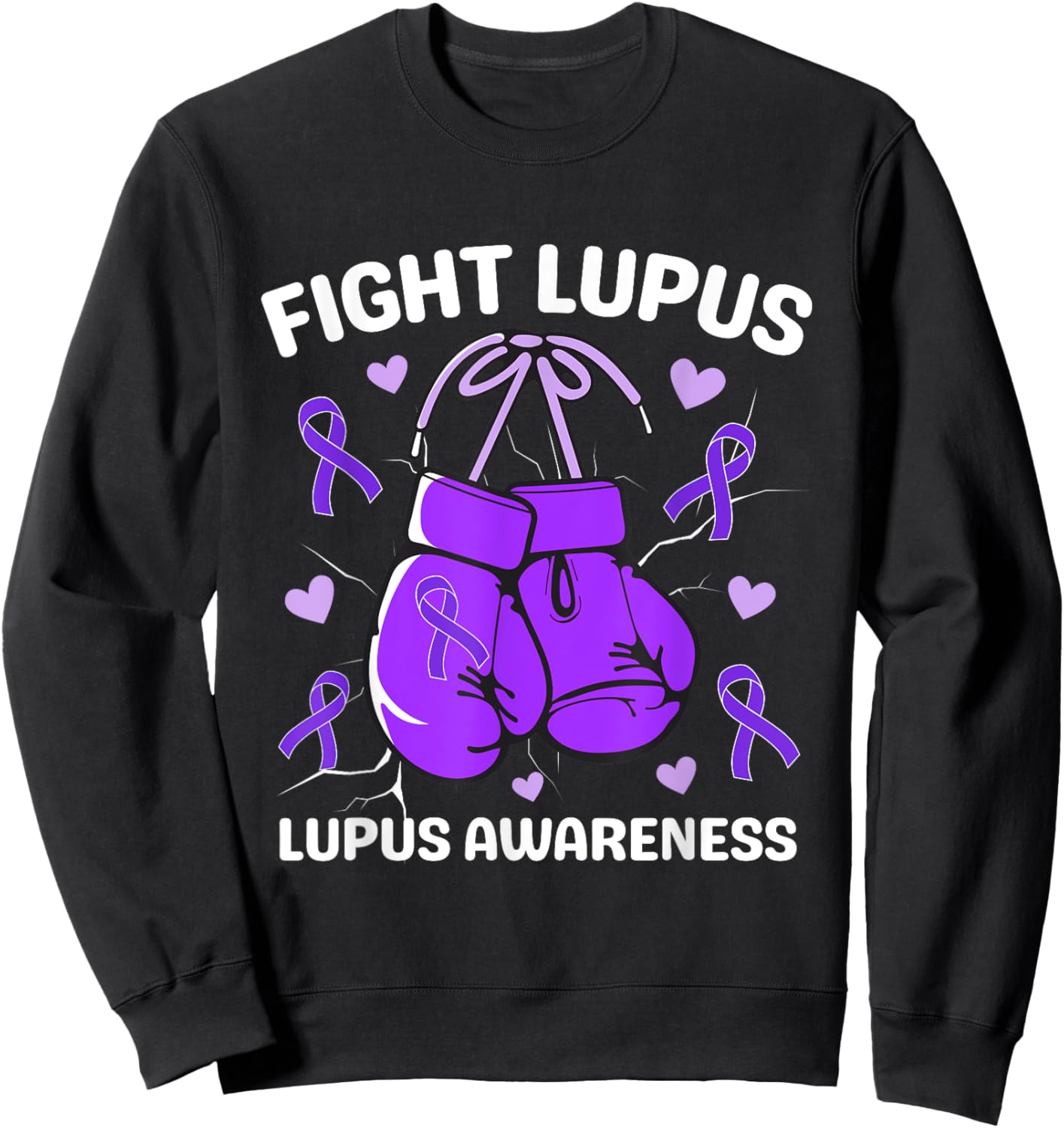 Fight Lupus Purple Awareness Ribbon Lupus Fighter Women Men Sweatshirt - Sweatshirt | Black