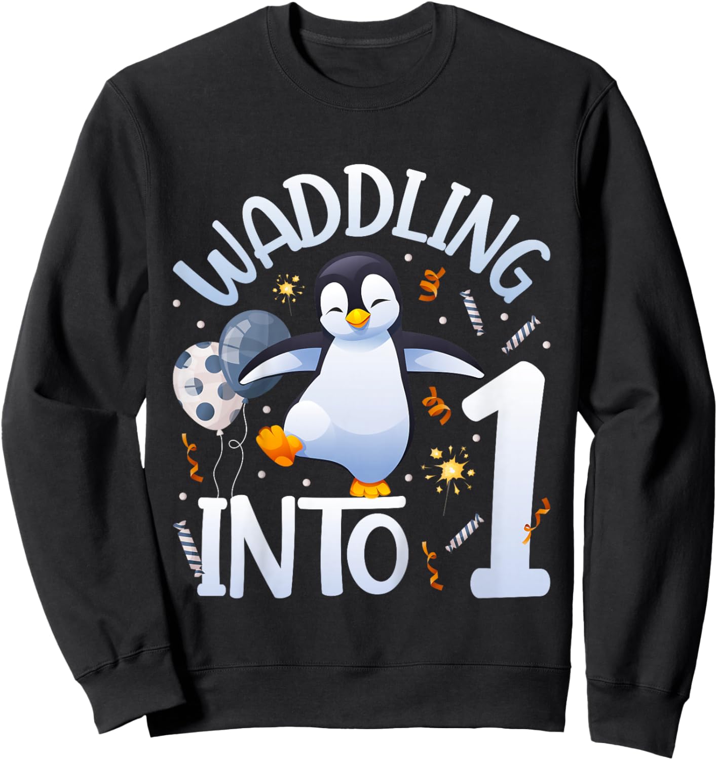 1st Penguin Birthday Party One Year Old Penguins Sweatshirt - Sweatshirt | Black