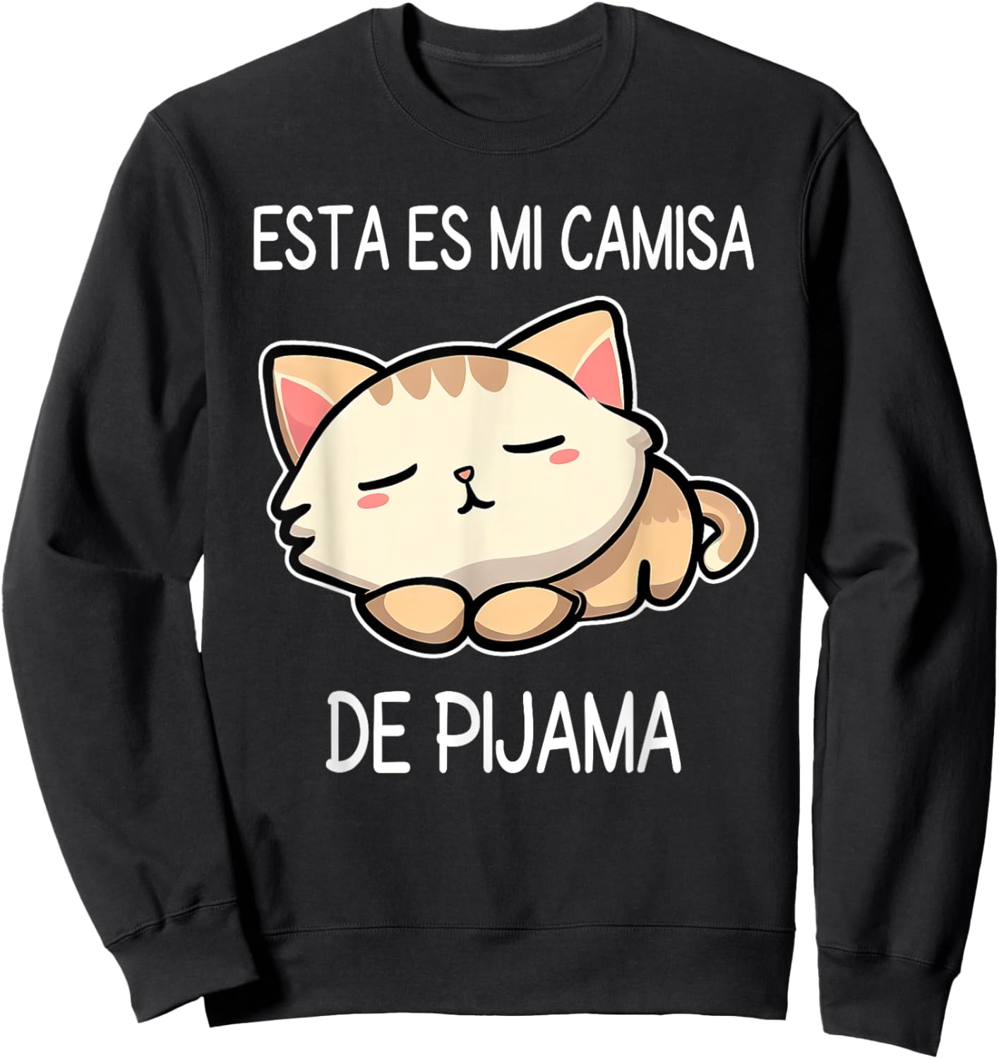 Sleepy Cat Pyjamas Spanish Pijama Cute Sleeping Cat Women Girls Kids Sweatshirt - Sweatshirt | Black