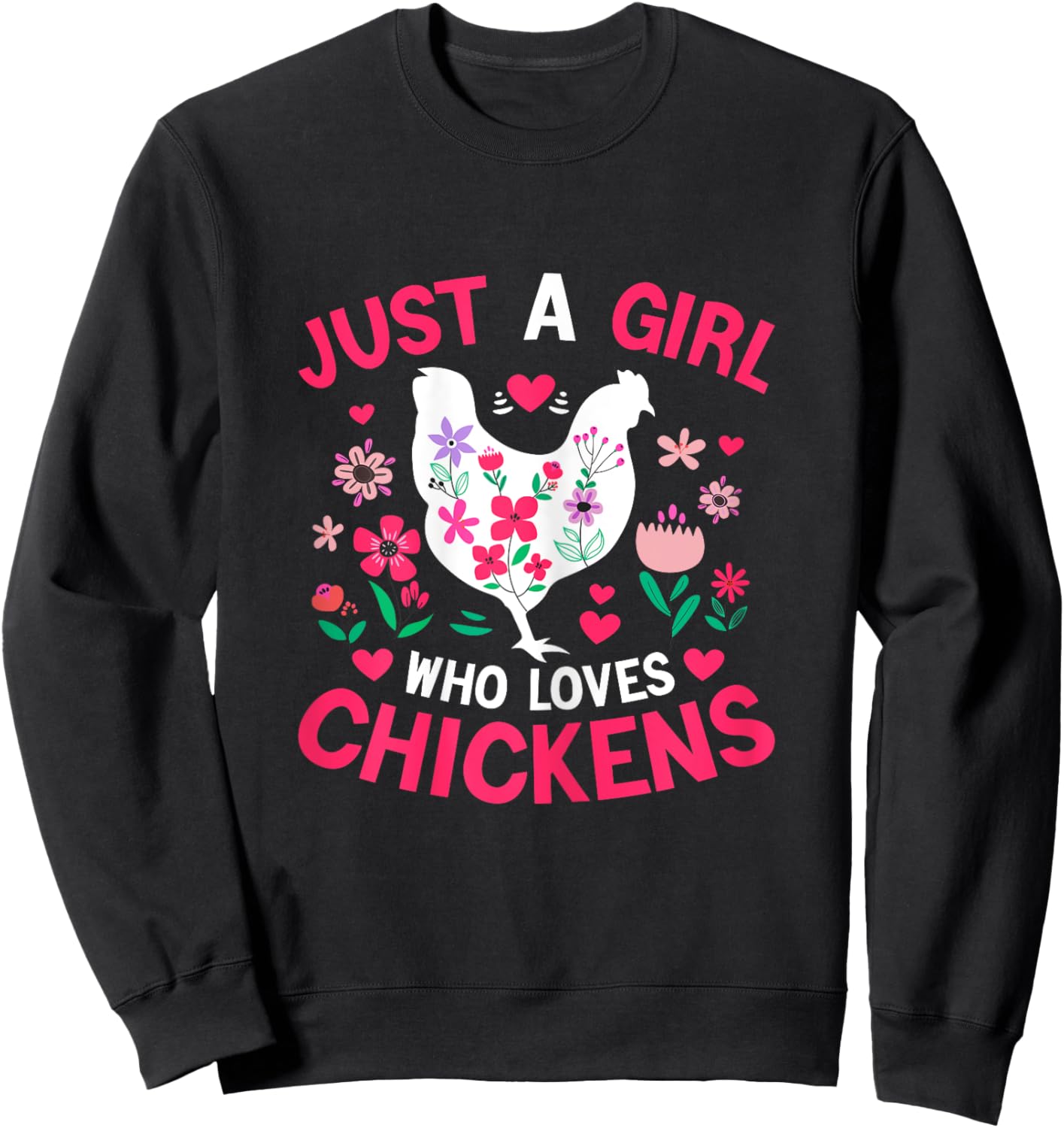 Just a Girl who Loves Chickens Shirt Cute Chicken Kids Women Sweatshirt - Sweatshirt | Black