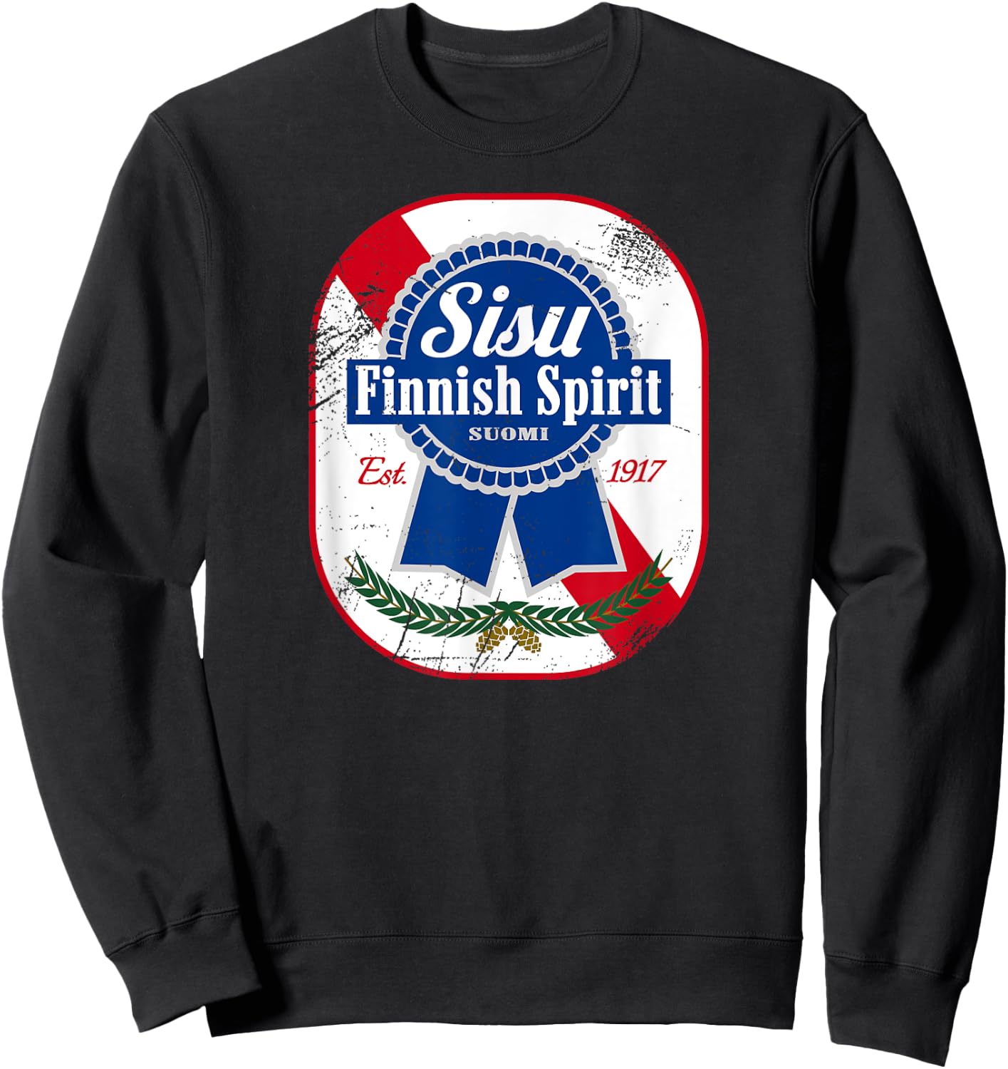 Sisu Finnish Finland Suomi Vintage Classic Retro Beer Label Sweatshirt - Sweatshirt | Black