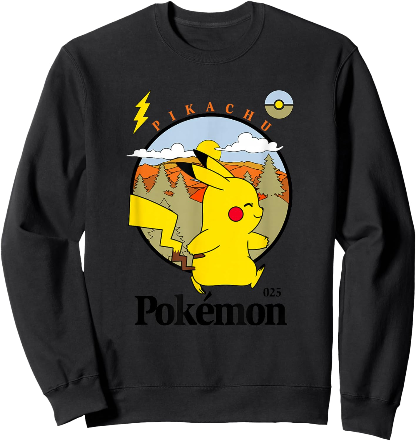Pokémon Pikachu Outdoor Adventures Vintage Post Card Sweatshirt - Sweatshirt | Black