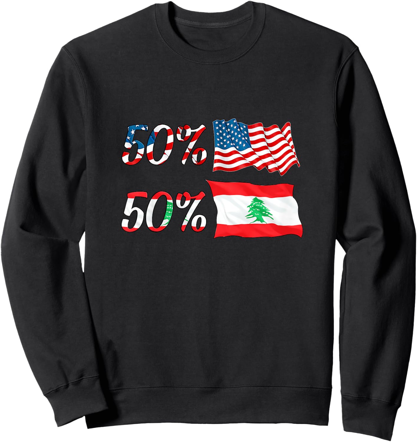 Half American Half Lebanese Baby Lebanon Boy Girl Gift Sweatshirt - Sweatshirt | Black