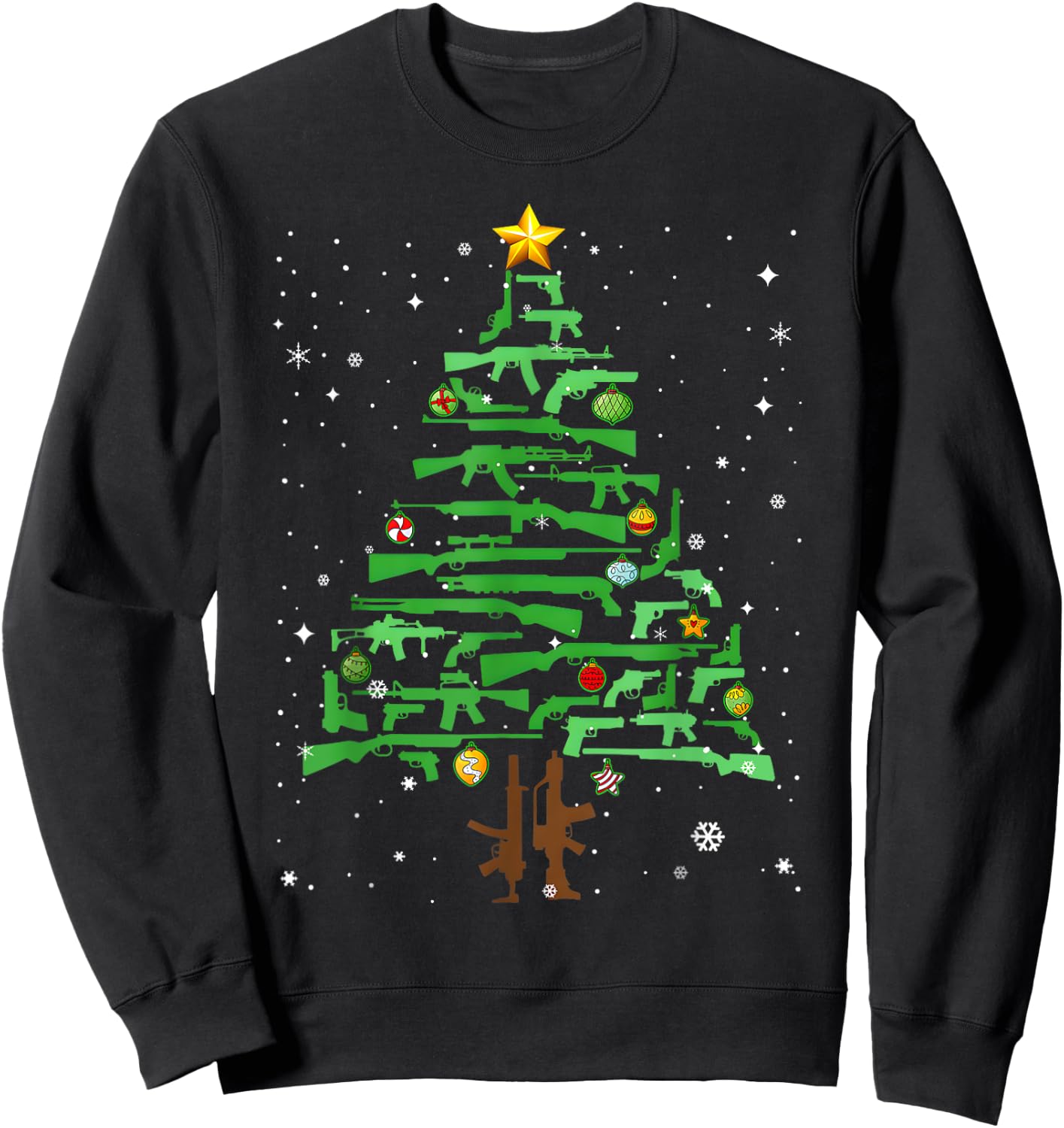 Xmas Patriotic 2nd Amendment Gun Christmas Tree Sweatshirt - Sweatshirt | Black