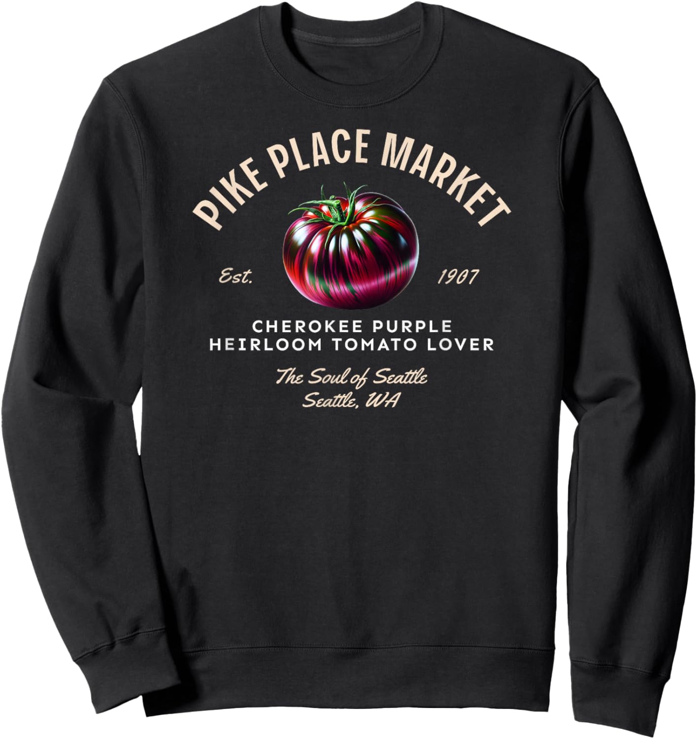 Cherokee Purple Tomato – Pike Place Market Heirloom Sweatshirt - Sweatshirt | Black