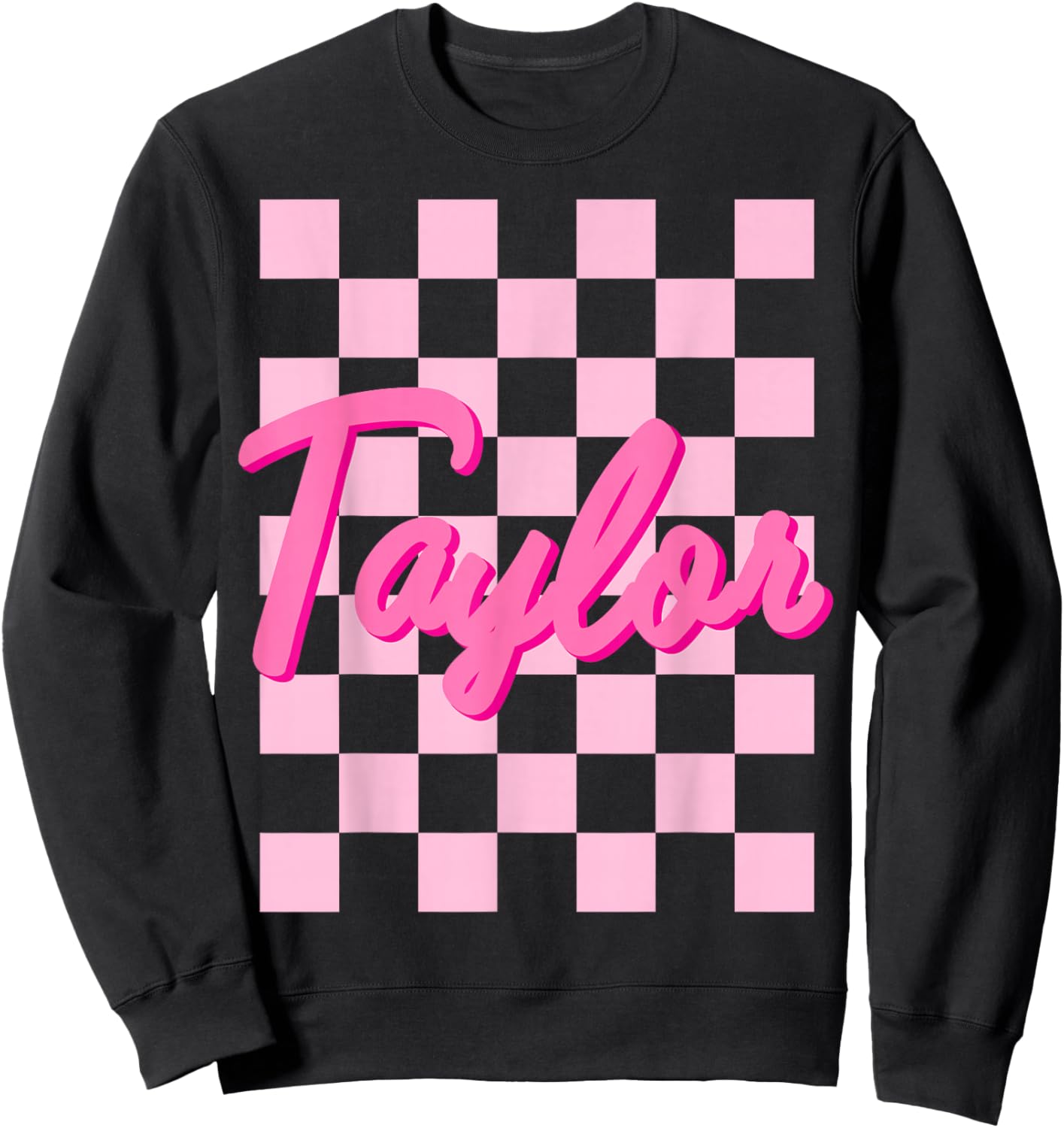 Girl Retro Taylor First Name Personalized Groovy Birthday Sweatshirt - Sweatshirt | Black