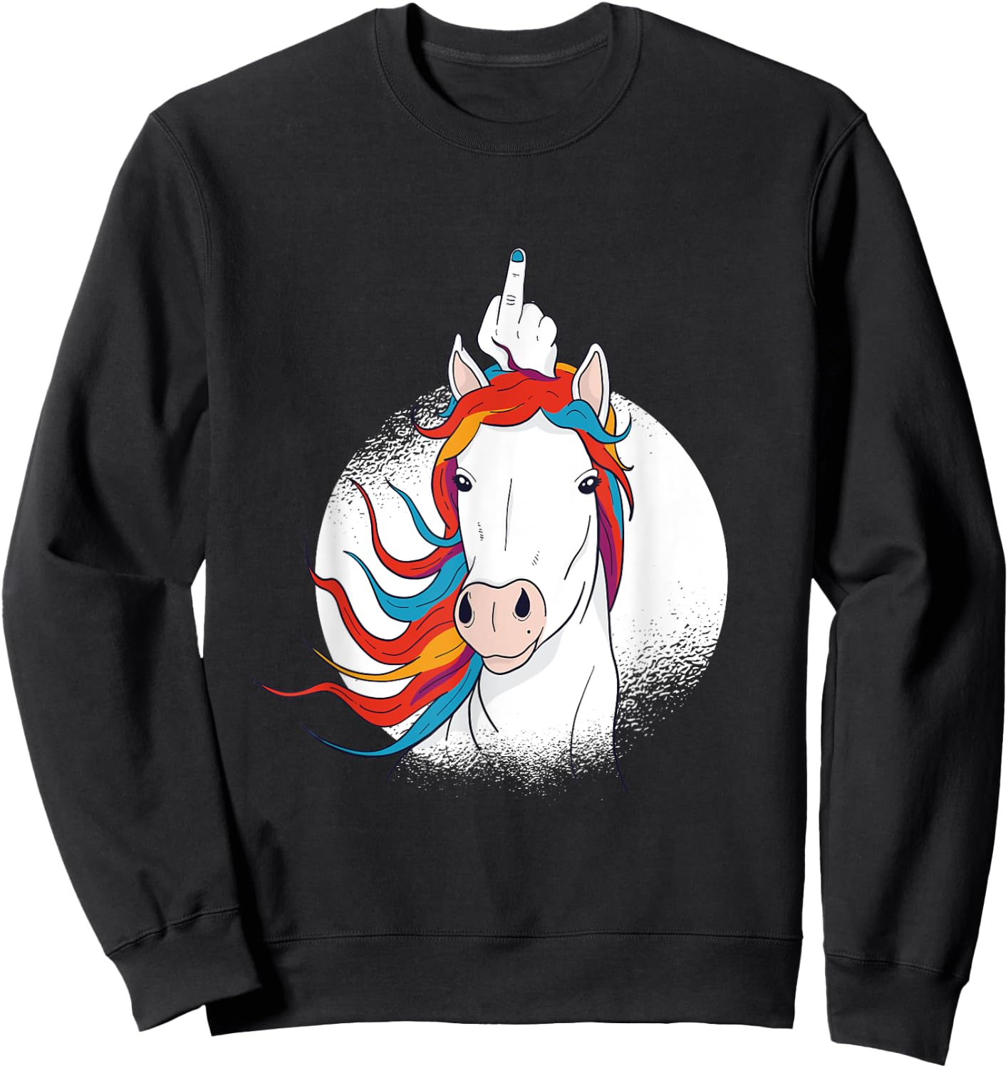 Crude Humor Funny Unicorn Middle Finger Sarcasm Adult Fun Sweatshirt - Sweatshirt | Black