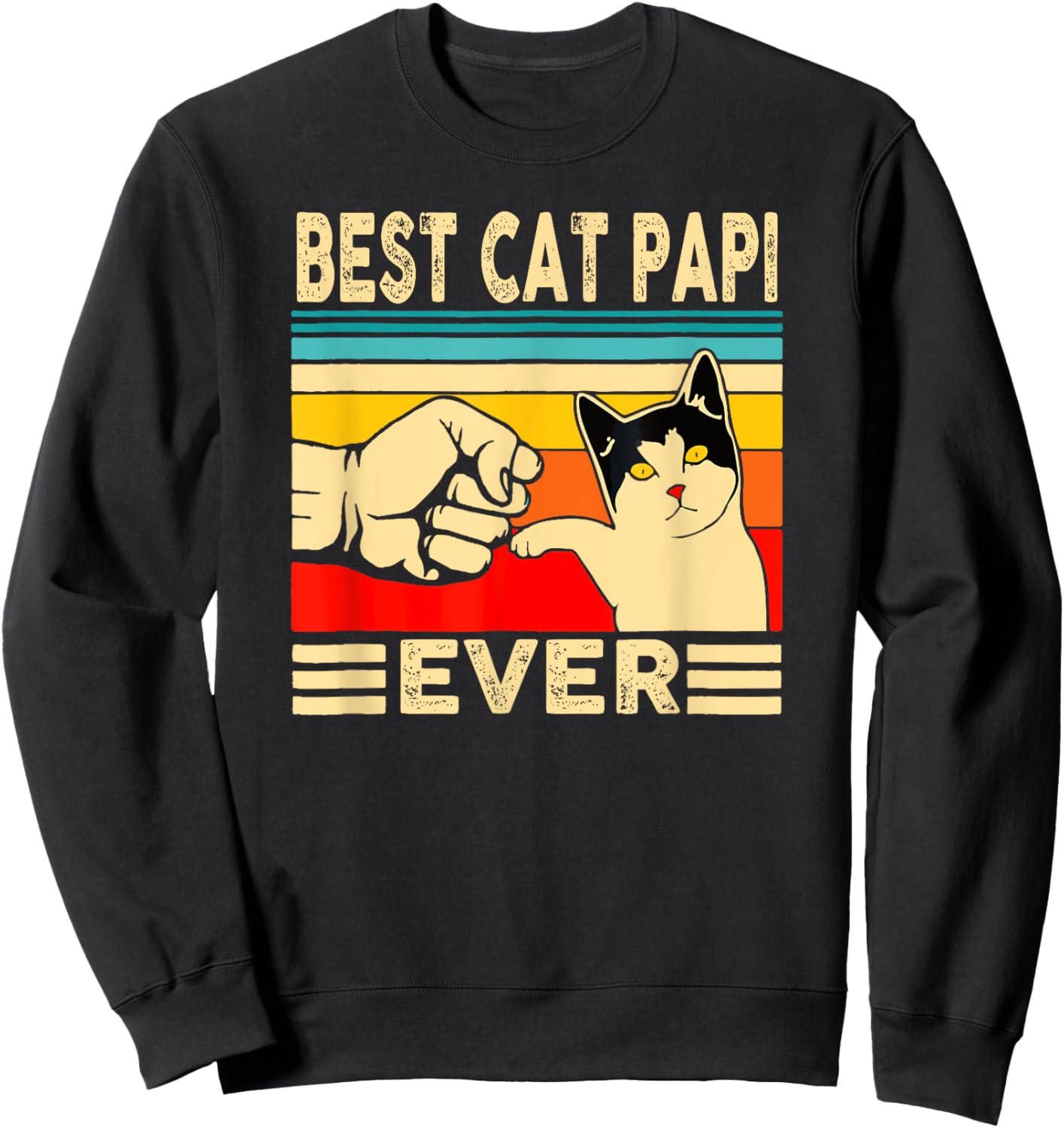 Best Cat Papi Ever Funny Cat Dad Cat Lover Crazy Cat Guy Men Sweatshirt - Sweatshirt | Black