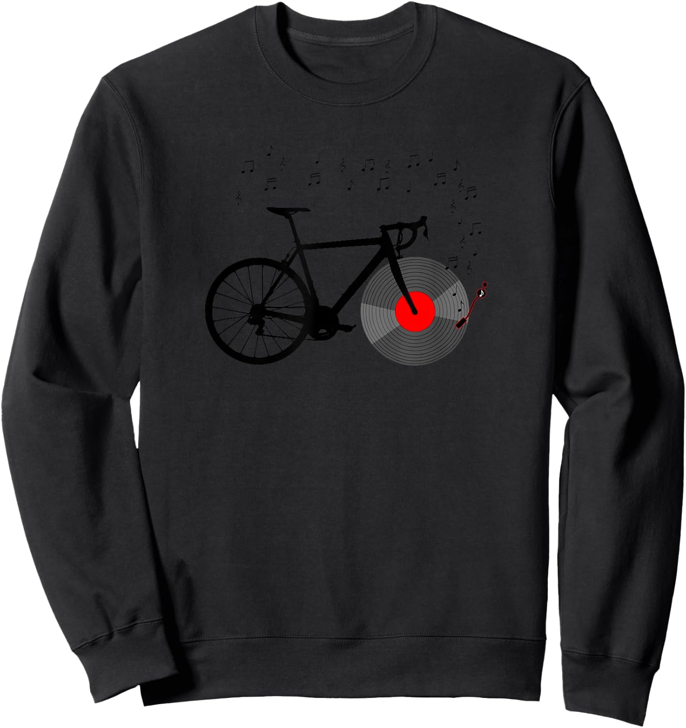Bicycle Vinyl Record Player Bike Sound Music Notes Sweatshirt - Sweatshirt | Black