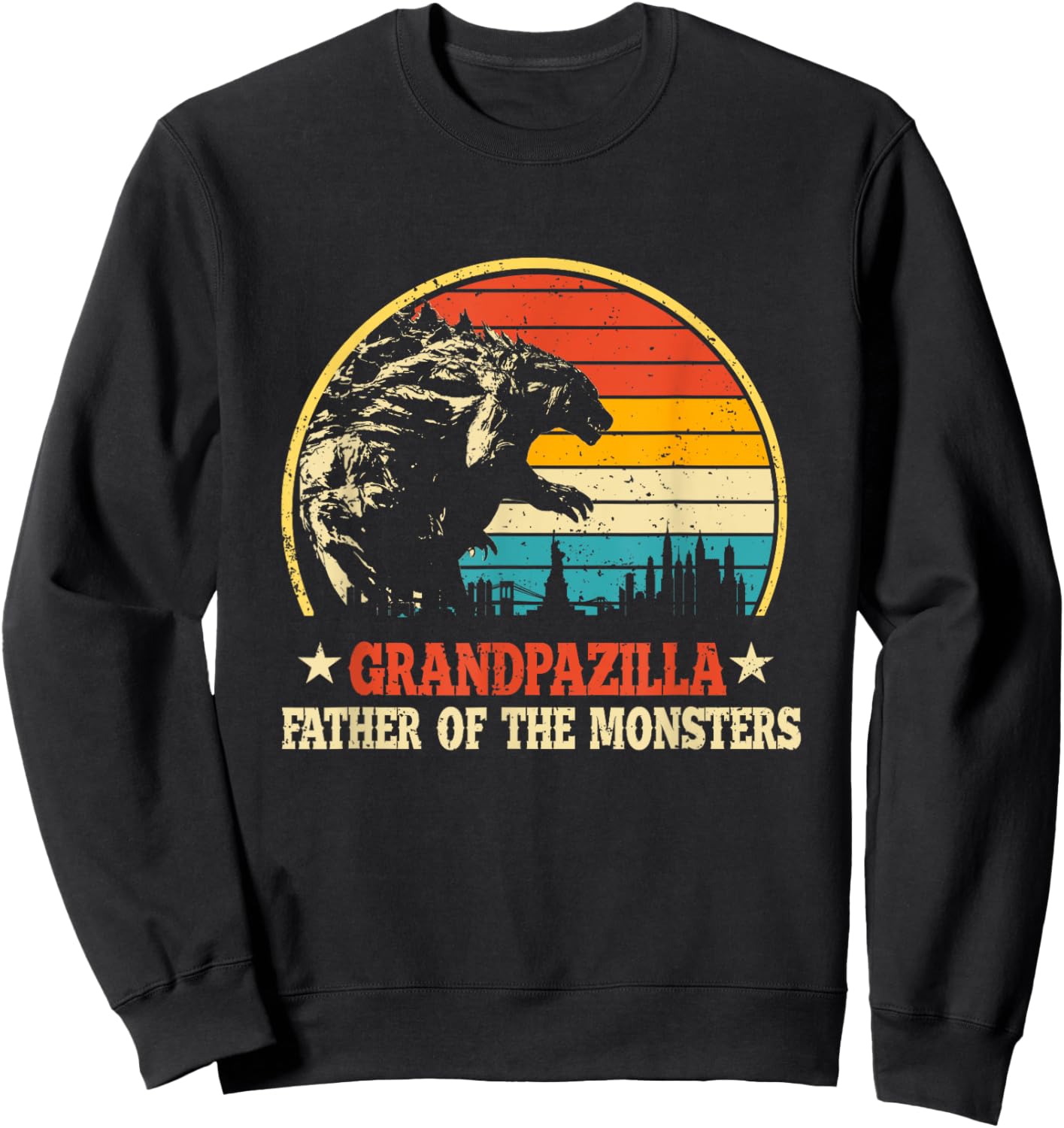 Grandpazilla Grandpa Of The Monsters Vintage Father's Day Sweatshirt - Sweatshirt | Black