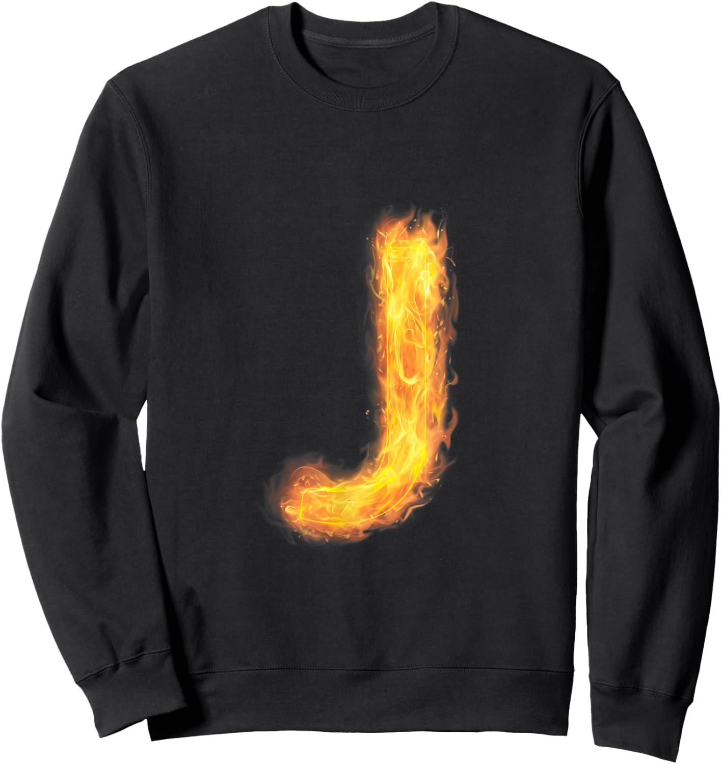 Letter J Sign Alphabet Last Name Consonants Fire Flame Gift Sweatshirt - Sweatshirt | Black