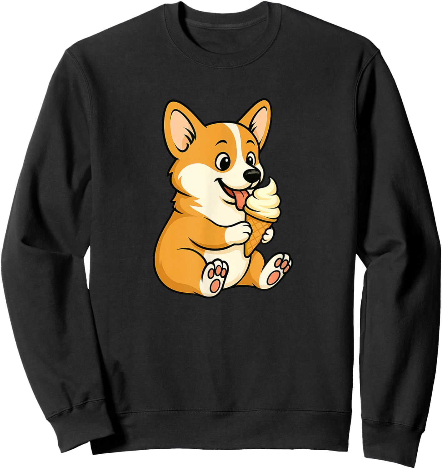 Corgi Ice Cream Zoo Animal Lover Kawaii Boys Girls Kids Sweatshirt - Sweatshirt | Black