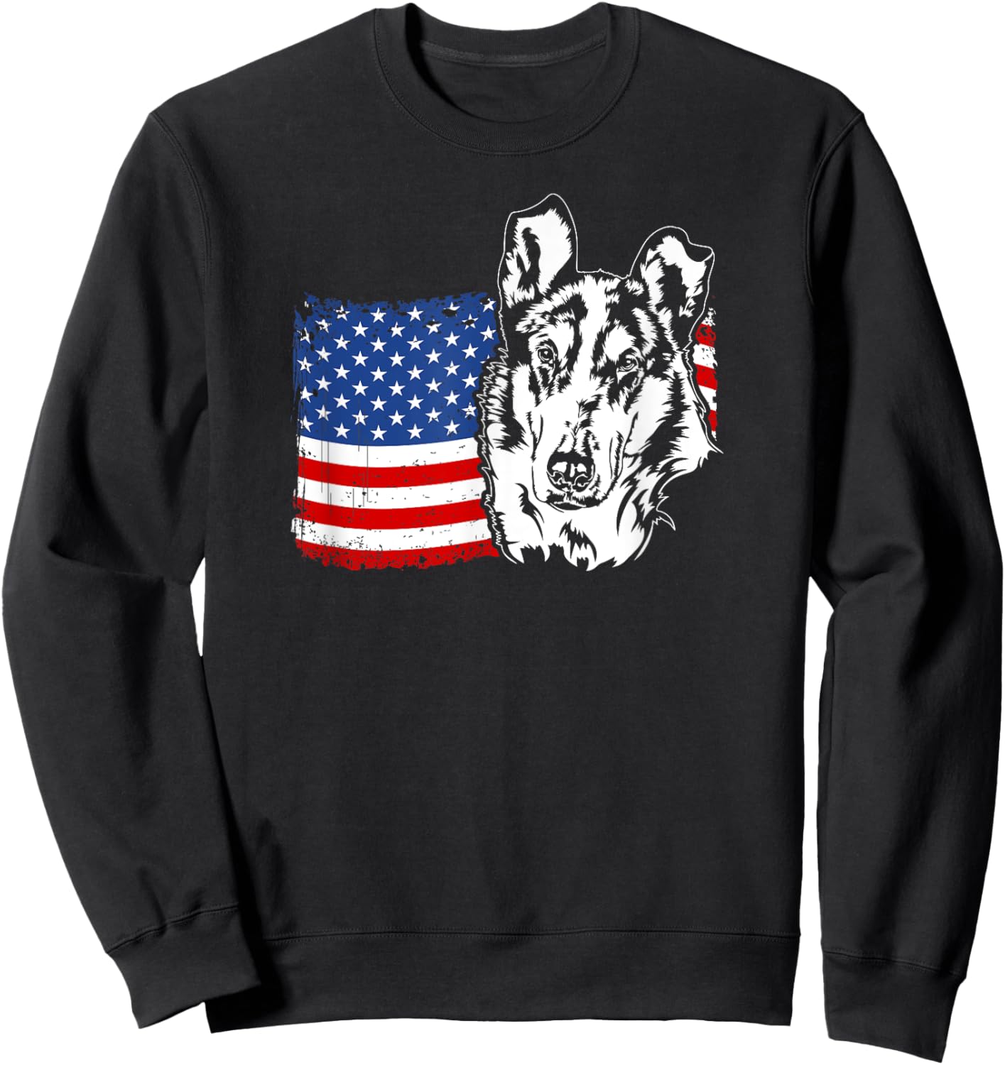 Proud Smooth Collie American US Flag Patriotic Dog Men Women Sweatshirt - Sweatshirt | Black