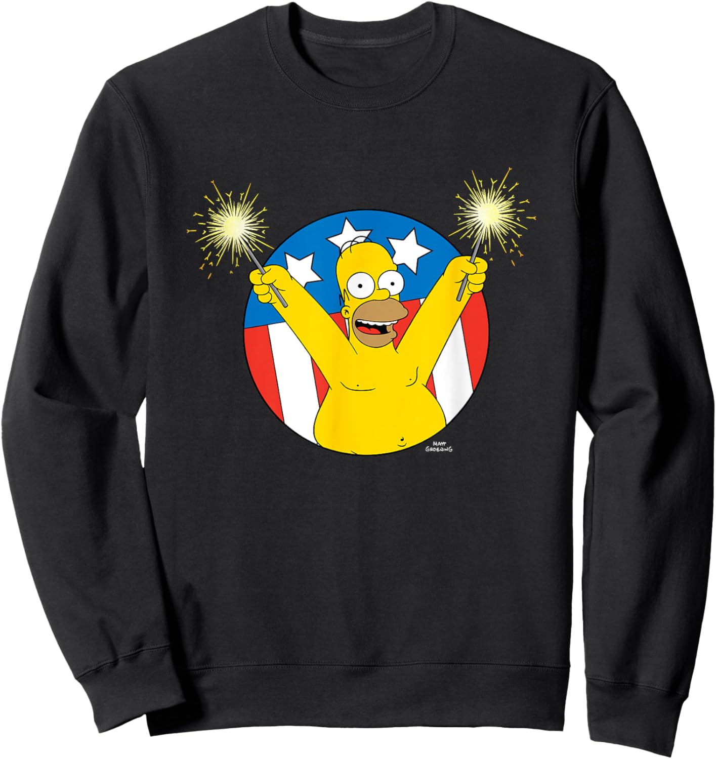 The Simpsons 4th Of July American Flag Woo-Hoo Homer Sweatshirt - Sweatshirt | Black