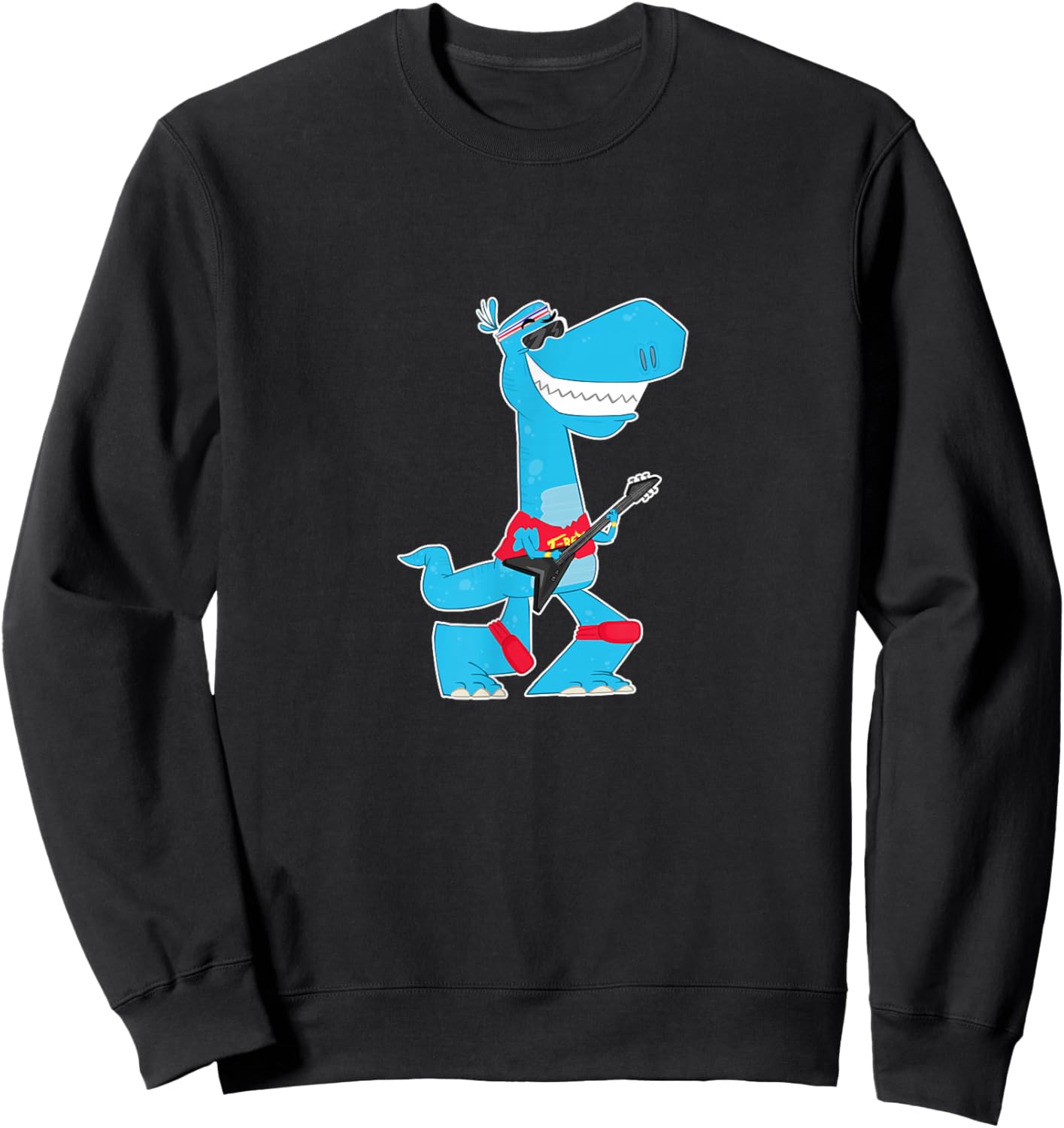 T-Rex Tyrannosaurus Rex with guitar Sweatshirt - Sweatshirt | Black