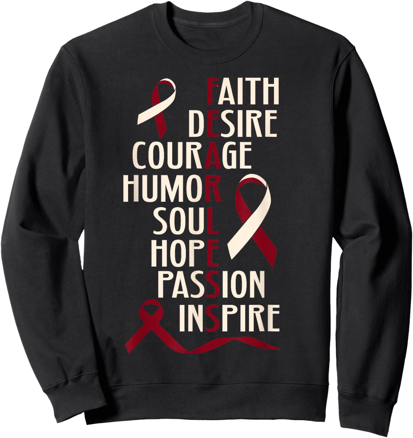 Oral Head Neck Cancer Awareness Fearless Inspirational Sweatshirt - Sweatshirt | Black