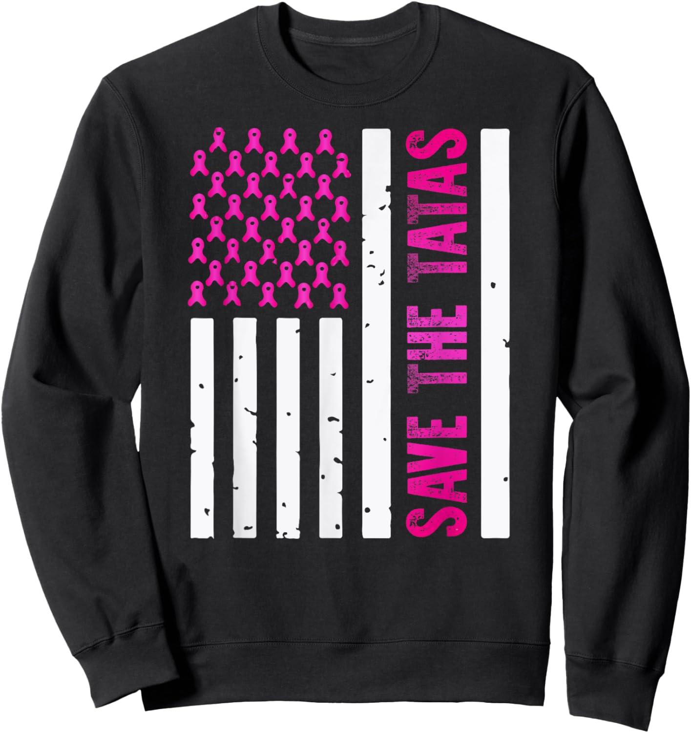 Save The Tatas Breast Cancer Awareness Pink Ribbon Family Sweatshirt - Sweatshirt | Black