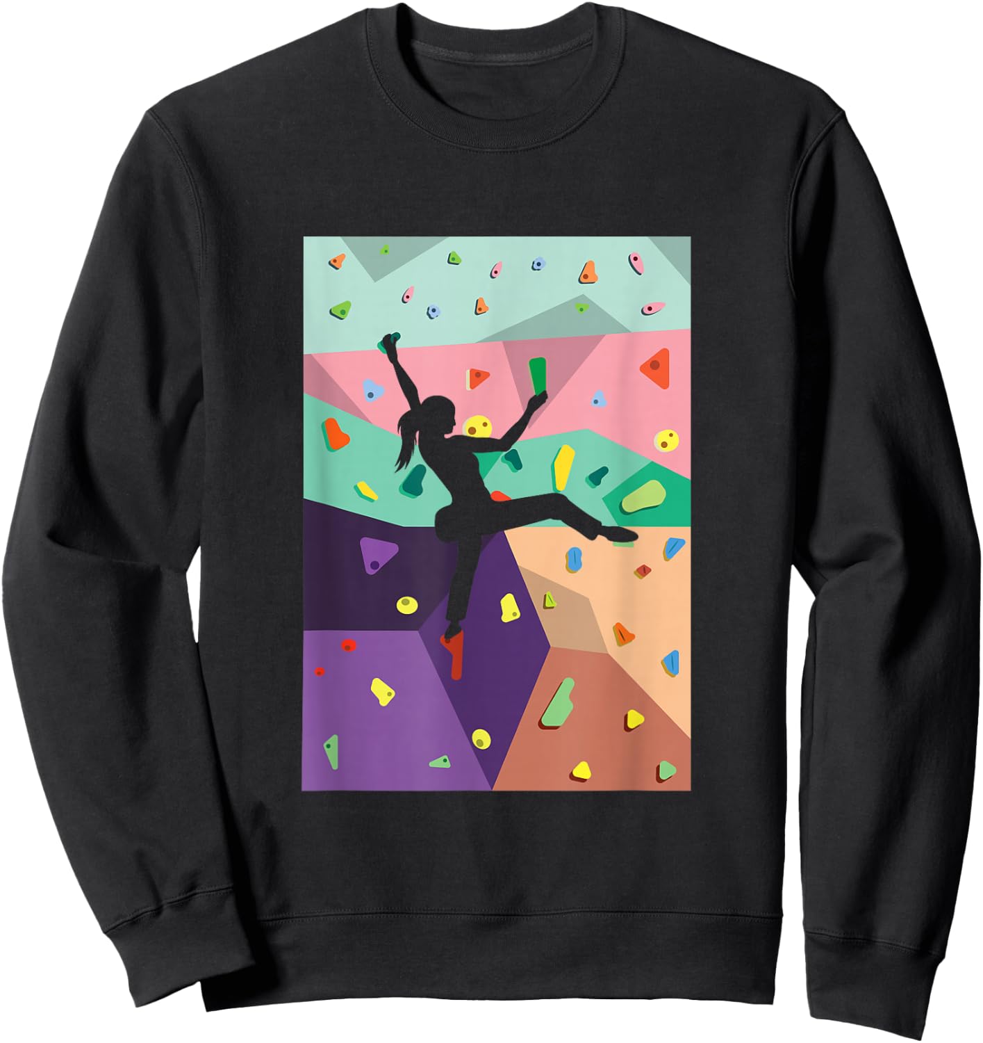 Cute Colorful Rock Climbing Bouldering Wall Climber Sweatshirt - Sweatshirt | Black