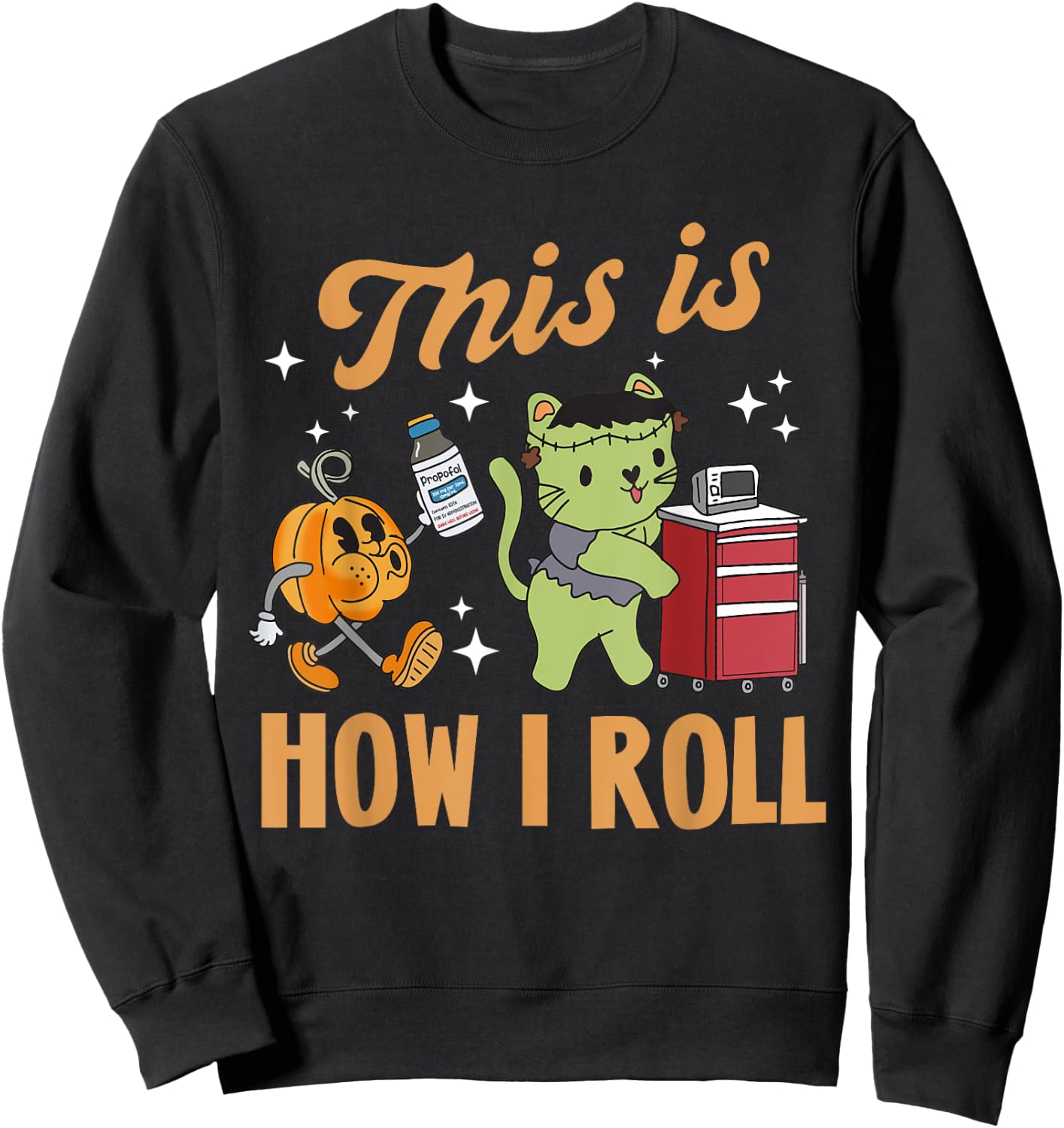 ICU Nurse Halloween Rapid Response Team RT Spooky Crash Cart Sweatshirt - Sweatshirt | Black