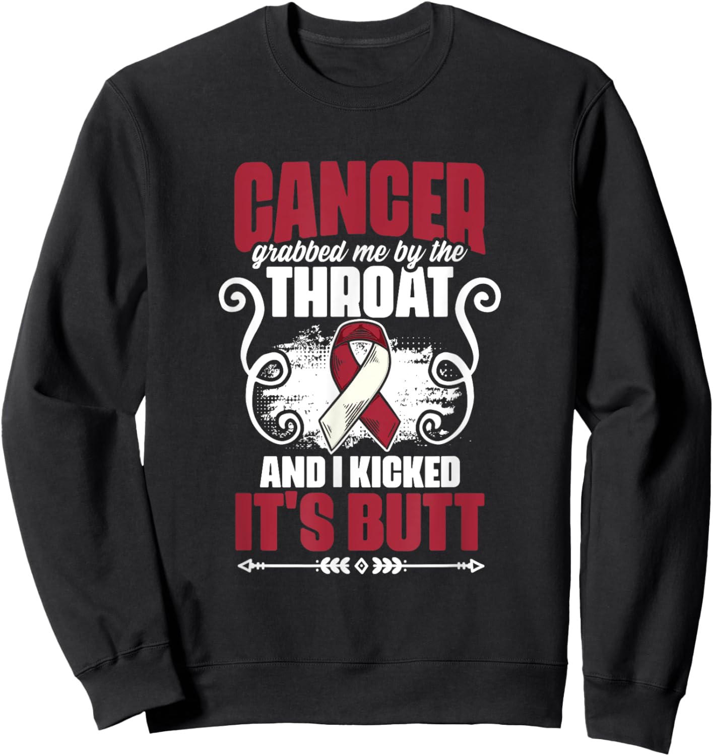 Cancer Grabbed Me By Throat Head And Neck Cancer Awareness Sweatshirt - Sweatshirt | Black