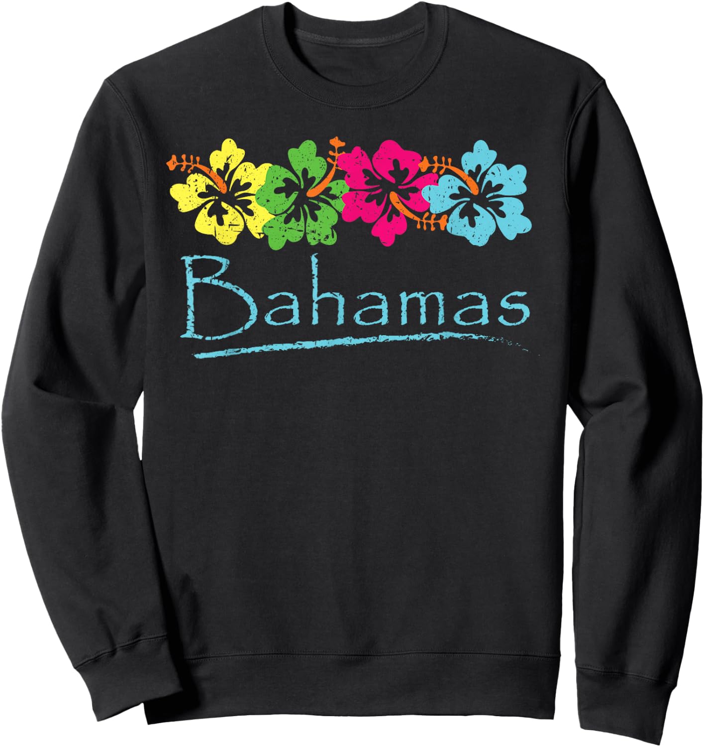Bahamas Exotic Tropical Beach and Vacation Vintage Print Small Sweatshirt - Sweatshirt | Black