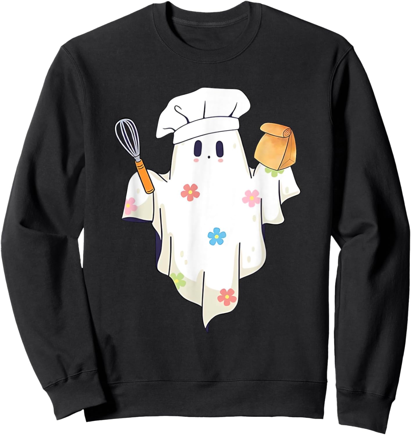 Cute Little Ghost Chef Funny Lunch Lady Cafeteria Costume Sweatshirt - Sweatshirt | Black