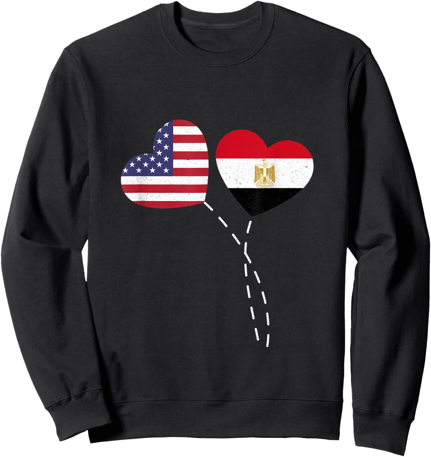 Loving Egypt USA Flag Heart Egyptian Americans Love Women Kids Men Sweatshirt - Sweatshirt | Black