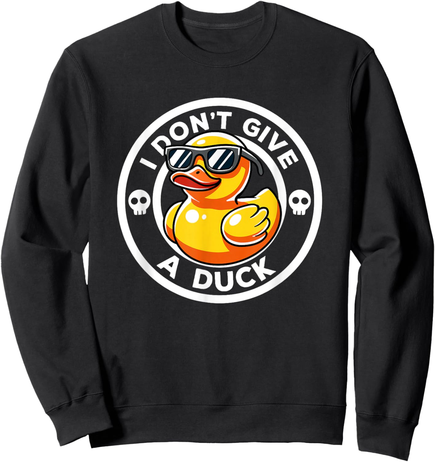 I Don't Give A Duck Irony And Sarcasm Yellow Duck -Adults , Black, Small, Short Sleeve, Humorous-Duck-Themed, Christmas, Winter Sweatshirt - Sweatshirt | Black