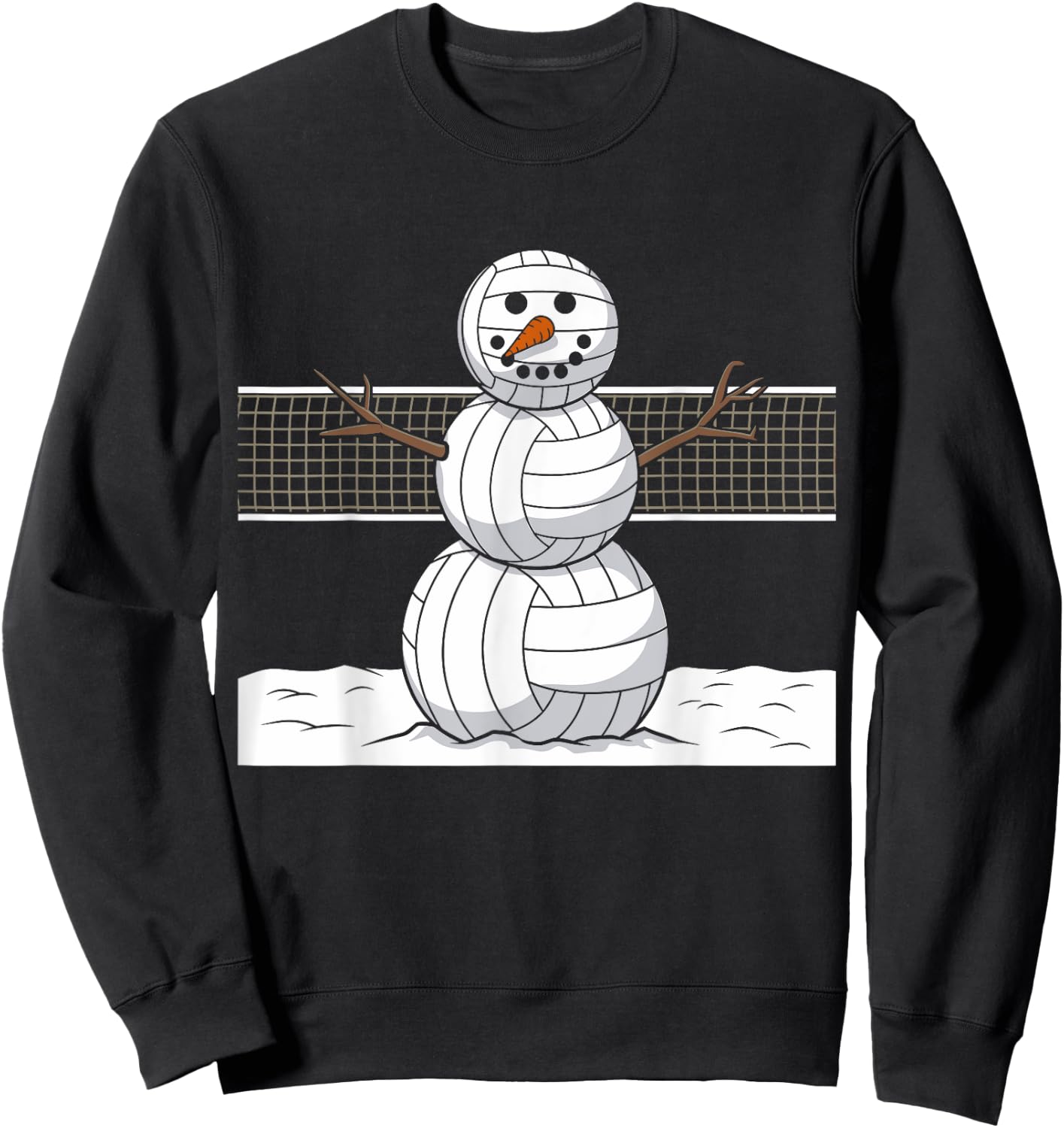 Funny Volleyball Snowman Balls Snow Winter Holiday Sweatshirt - Sweatshirt | Black