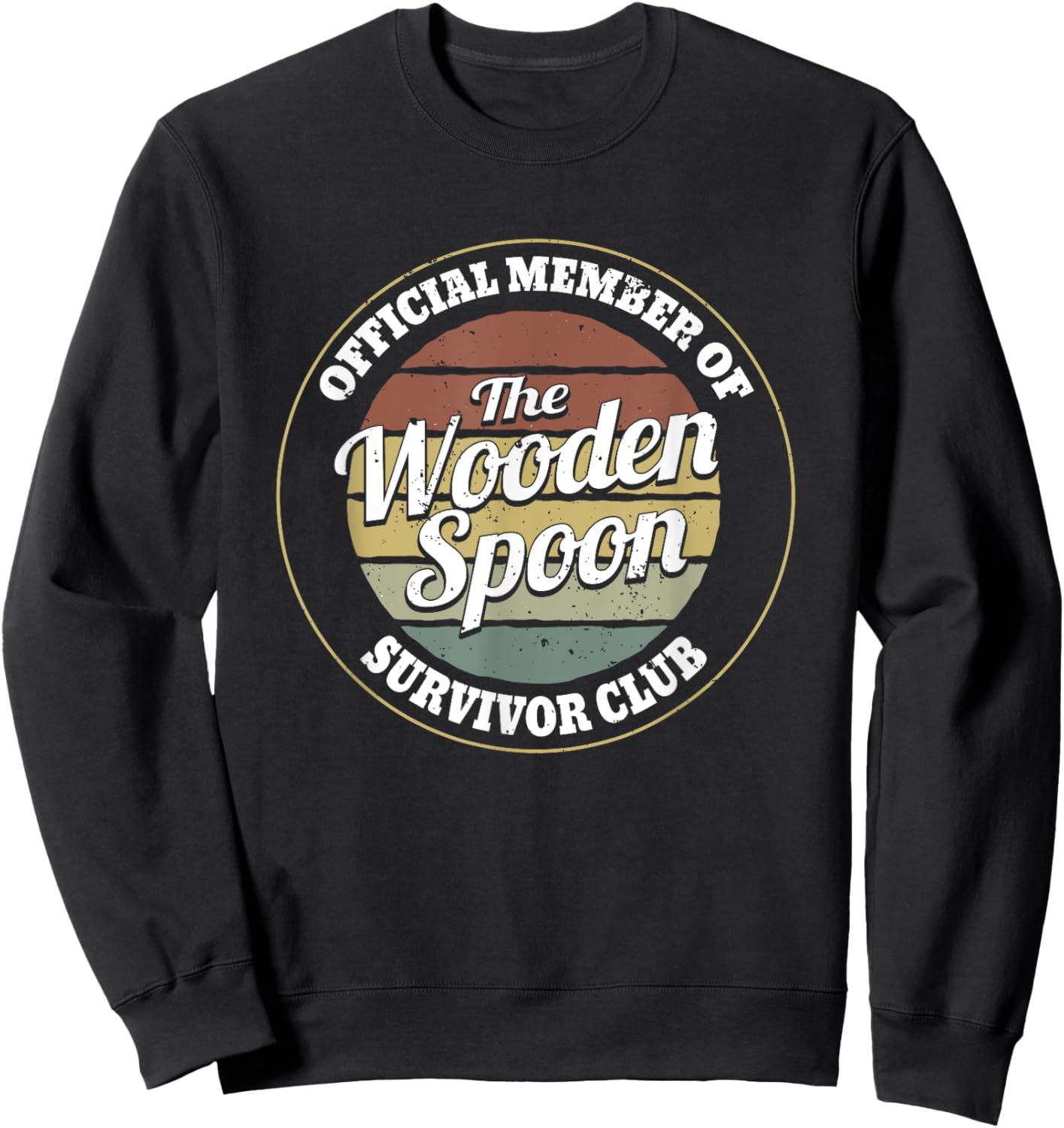 Funny Retro Vintage Wooden Spoon Survivor Sweatshirt - Sweatshirt | Black