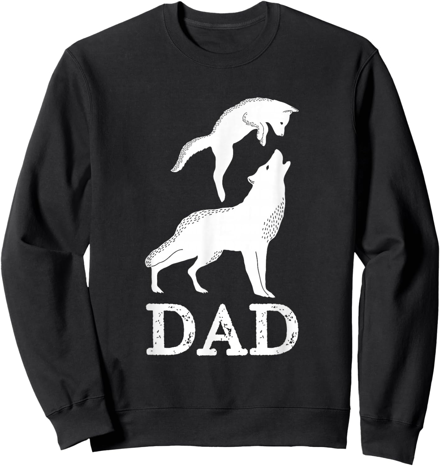 Dad Wolf & Baby Wolf and Love Family Design - Fathers Day Sweatshirt - Sweatshirt | Black