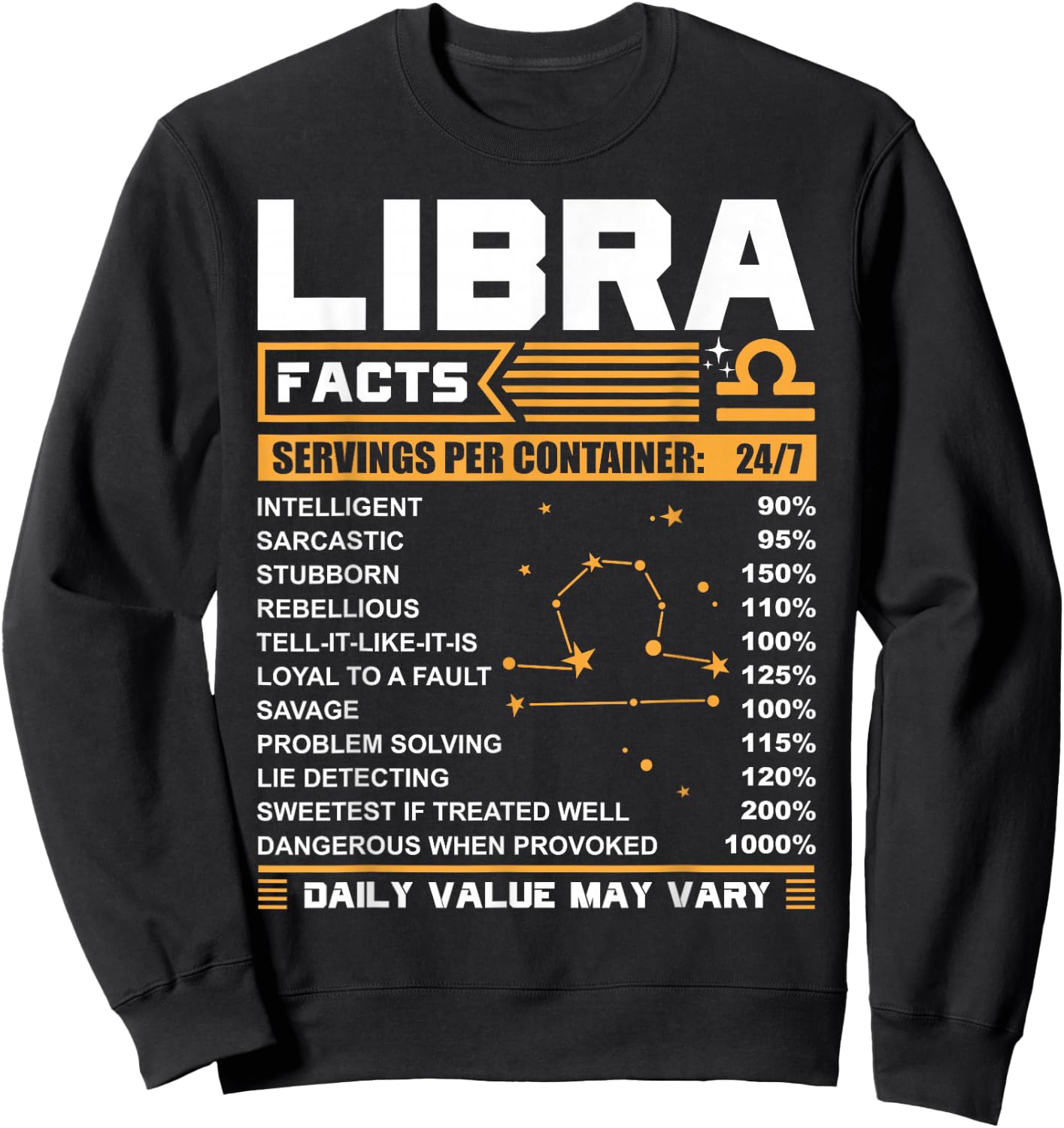 Libra Birthday Gifts - Libra Facts Funny Sweatshirt - Sweatshirt | Black