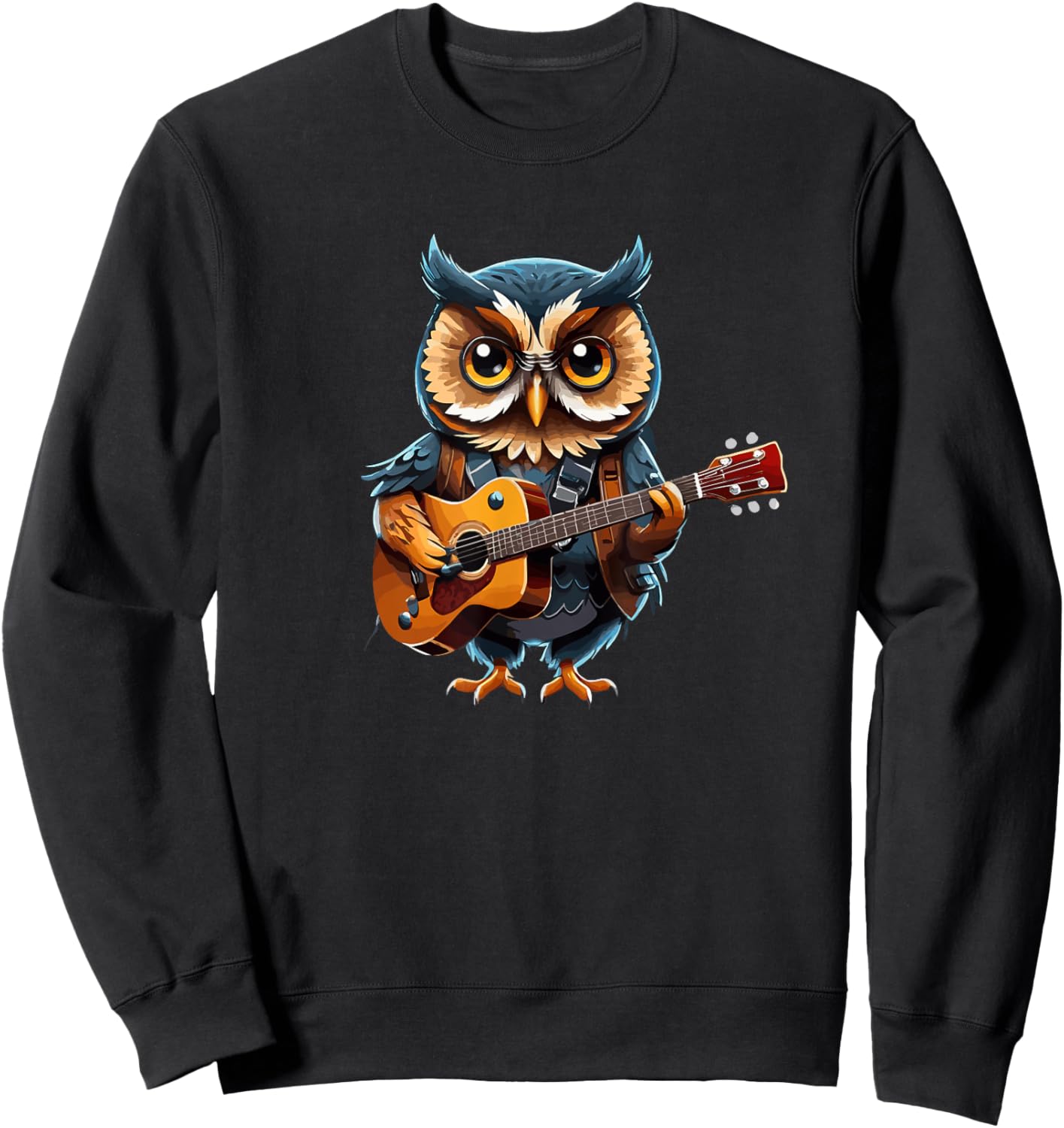 Owl playing Acoustic Guitar, Owl Guitarist Sweatshirt - Sweatshirt | Black
