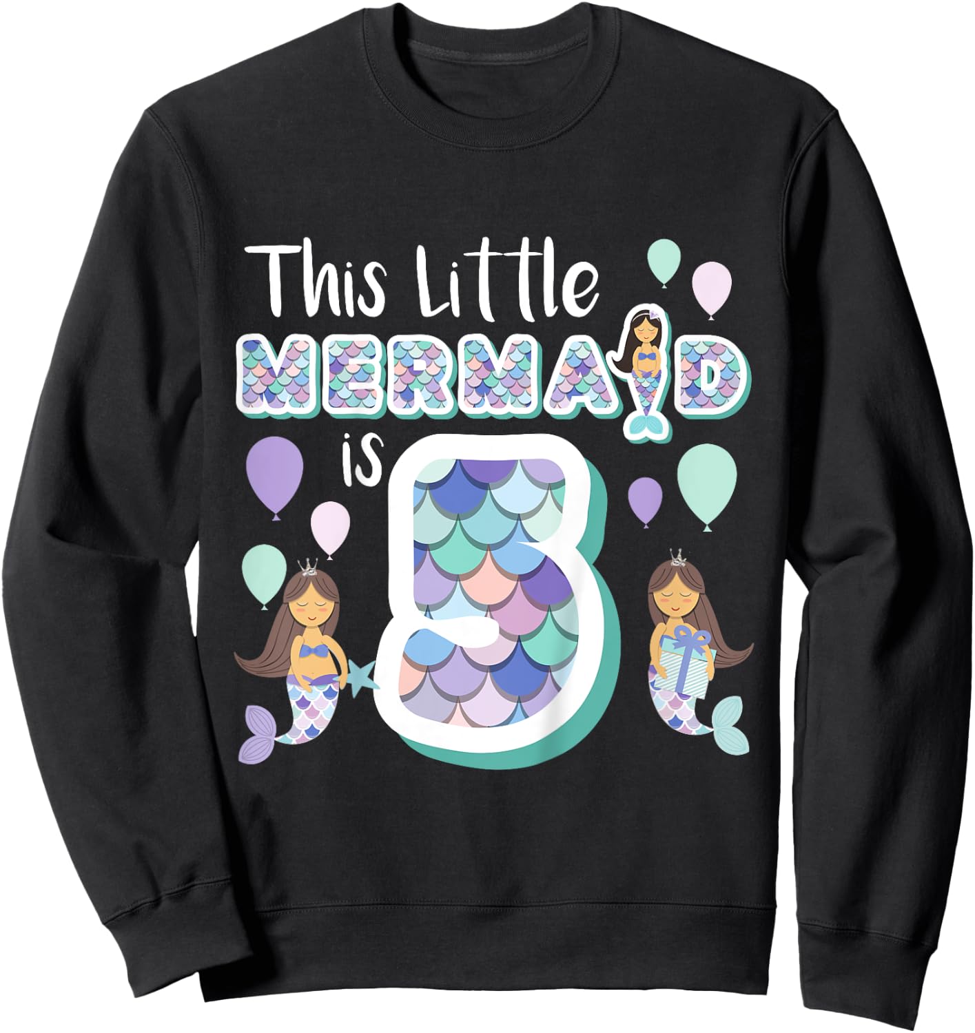 5 Year Old Mermaid Birthday Party Theme Girl 5th Girls Gift Sweatshirt - Sweatshirt | Black