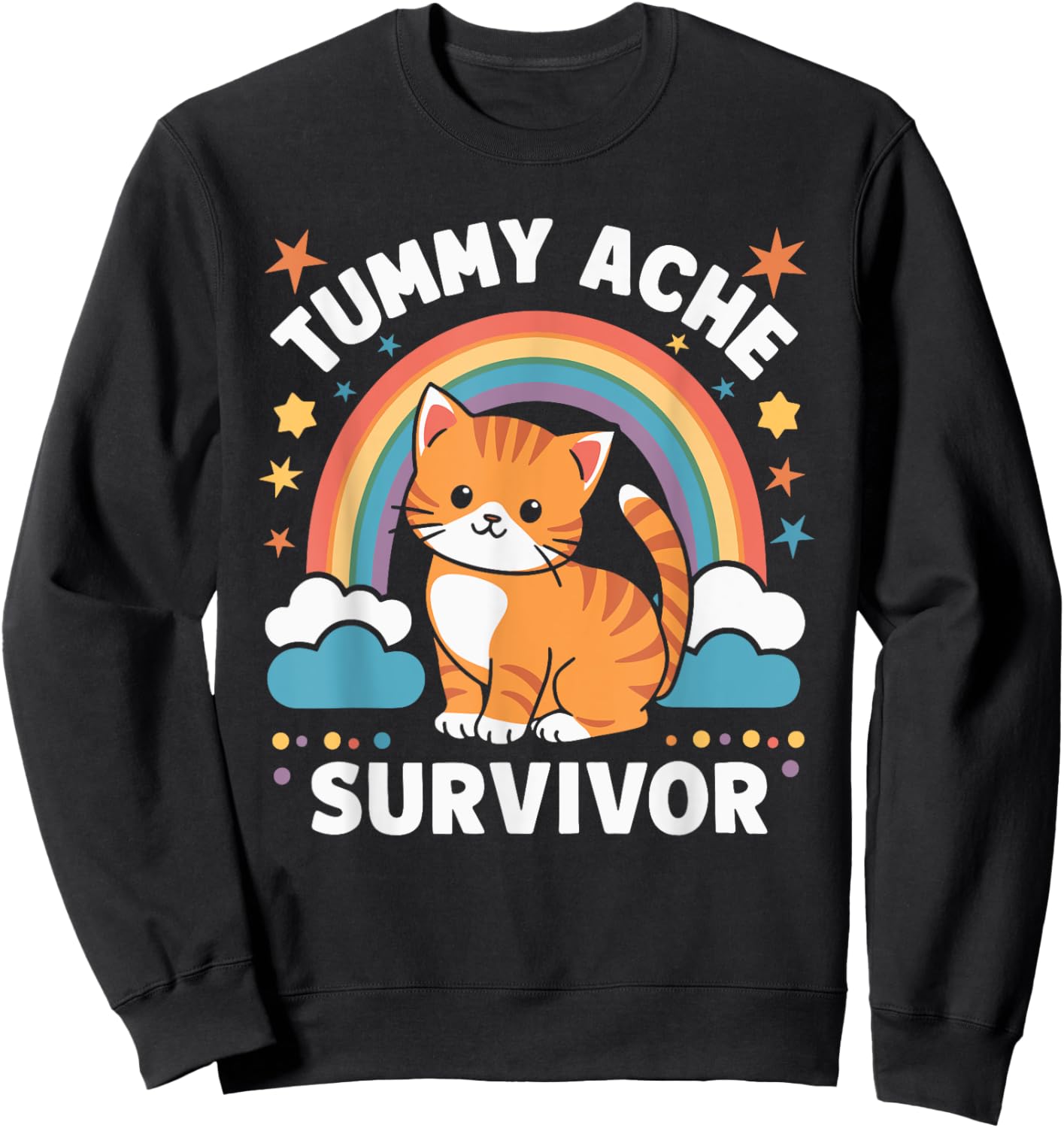 Tummy Ache Survivor Cat Men Women Sweatshirt - Sweatshirt | Black