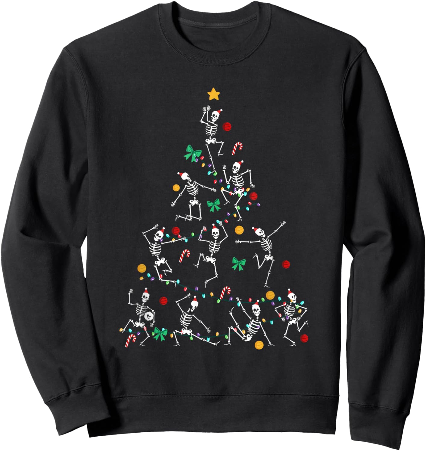 Funny Spooky Dancing Christmas Skeletons Sweatshirt - Sweatshirt | Black