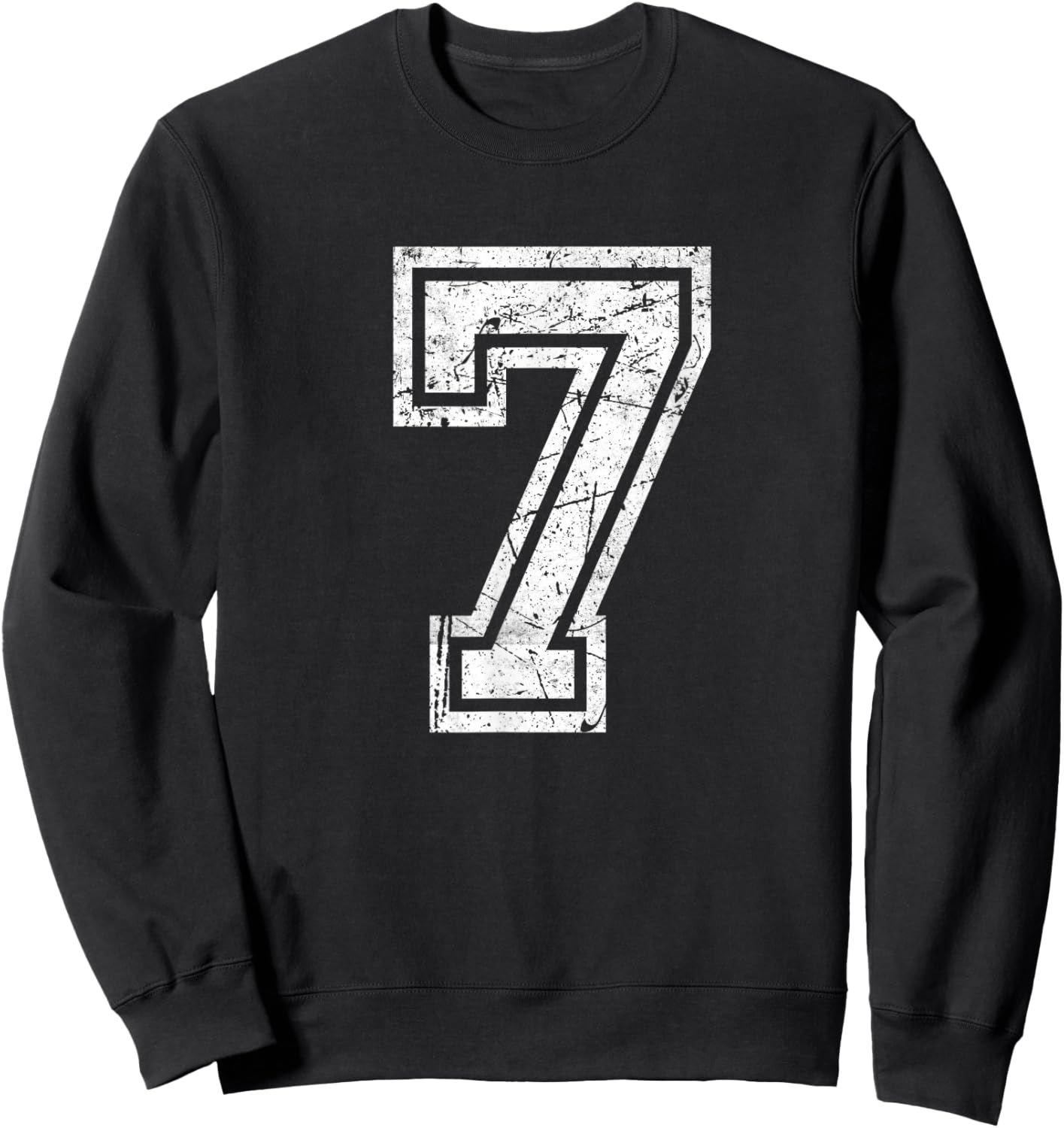 Vintage Number #7 Sport White Varsity Number Sweatshirt - Sweatshirt | Black