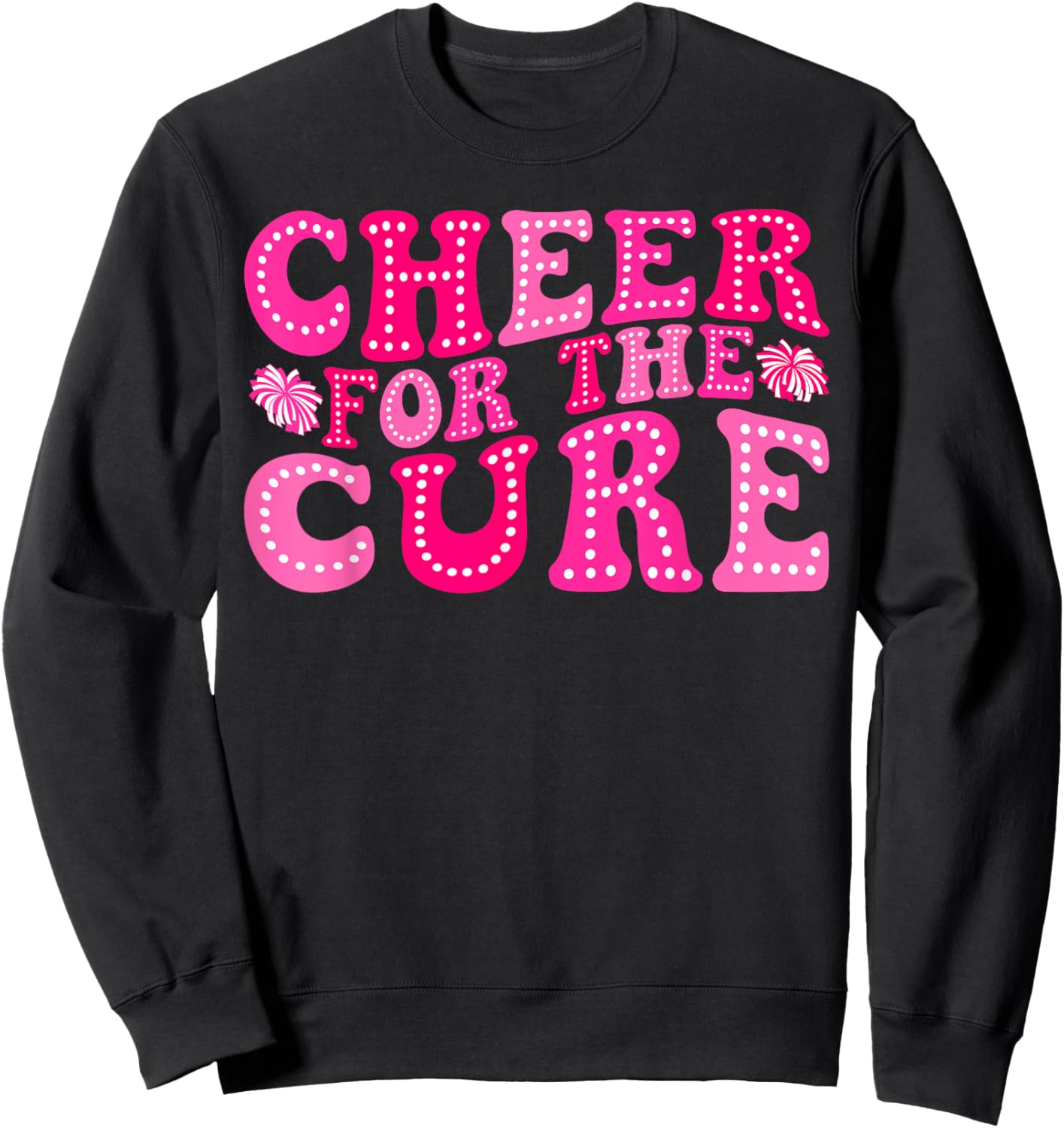 Cheer For The Cure Retro Breast Cancer Awareness Cheerleader Sweatshirt - Sweatshirt | Black