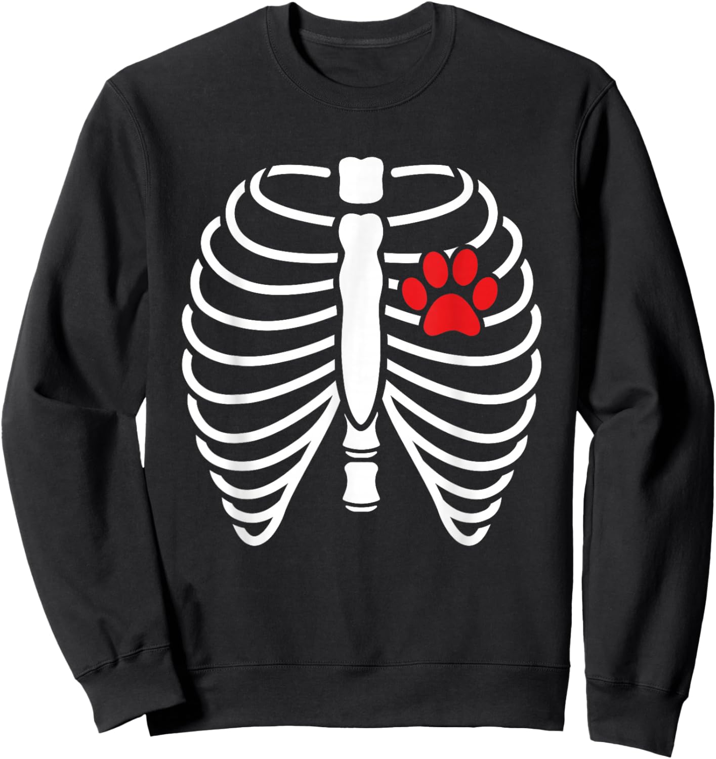 Funny Xray Halloween Costume Rib Cage Skeleton Dog Cat Paw Men Women Kids Sweatshirt - Sweatshirt | Black