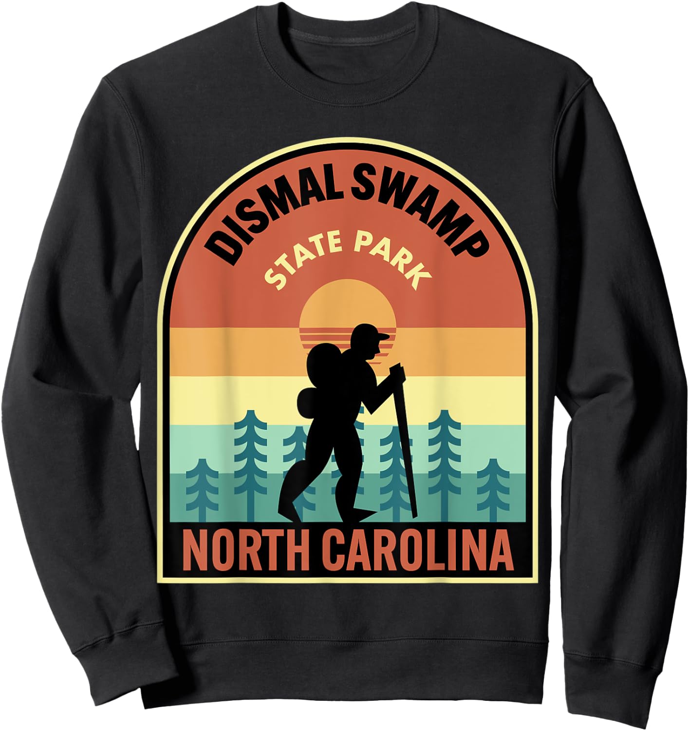 Dismal Swamp State Park North Carolina Retro Hiking Sweatshirt - Sweatshirt | Black