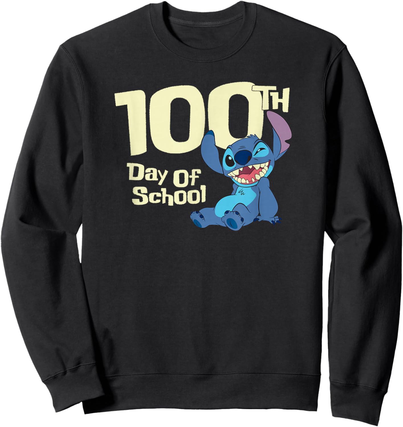 Disney Lilo & Stitch 100th Day of School Wink Sweatshirt - Sweatshirt | Black
