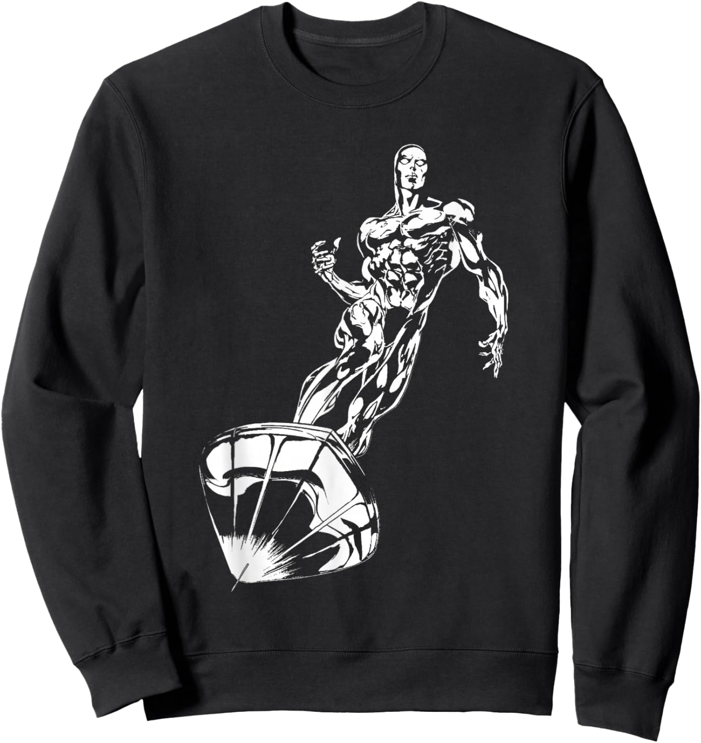 Marvel Comics Retro Classic Silver Surfer Full Body Portrait Sweatshirt - Sweatshirt | Black